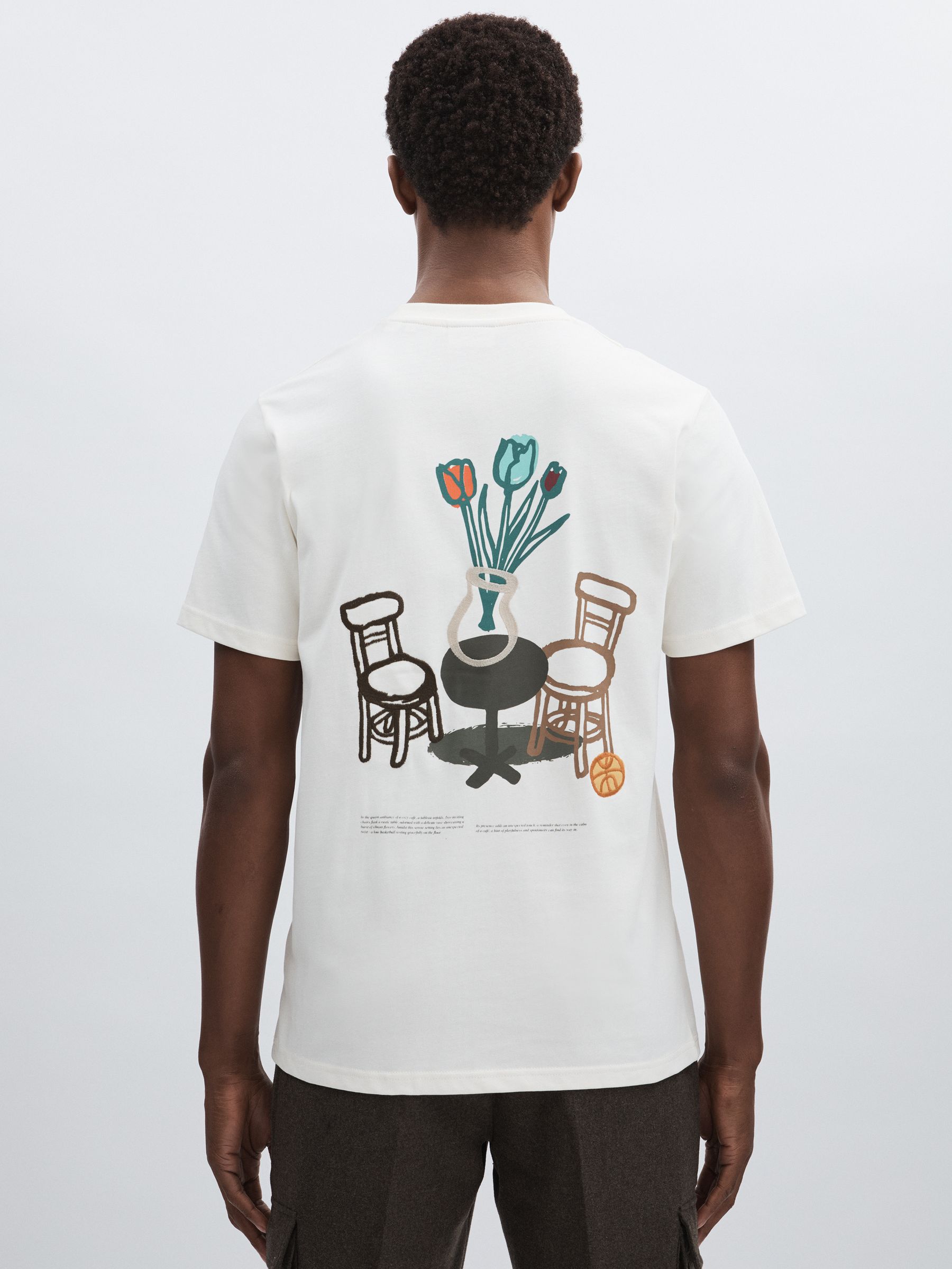 Les Deux 100% Cotton Café Print T-Shirt in Ivory Print - Image 4 of 5