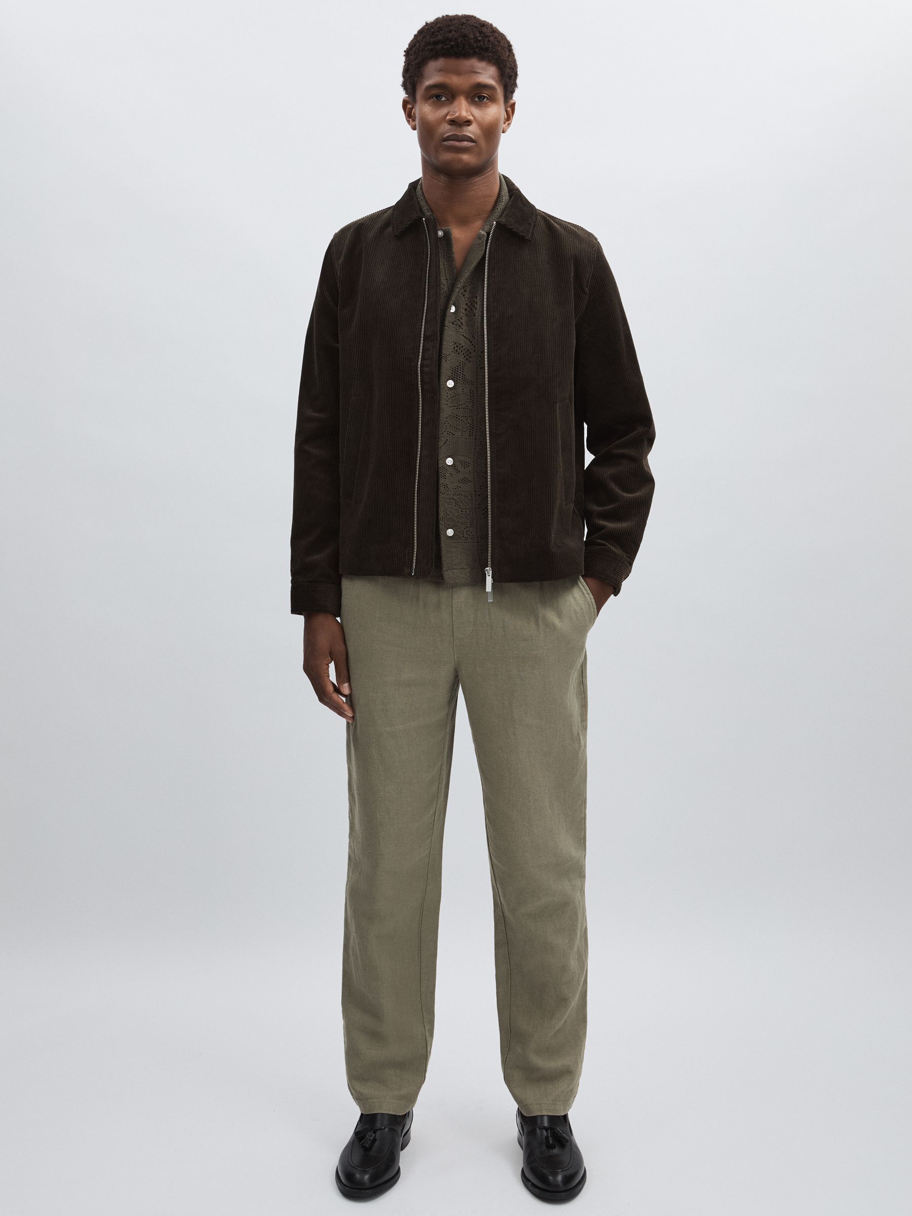 Les Deux Drawstring Trousers in Green/Ivory - Image 1 of 5 Les Deux Drawstring Trousers in Green/Ivory - Image 1 of 5