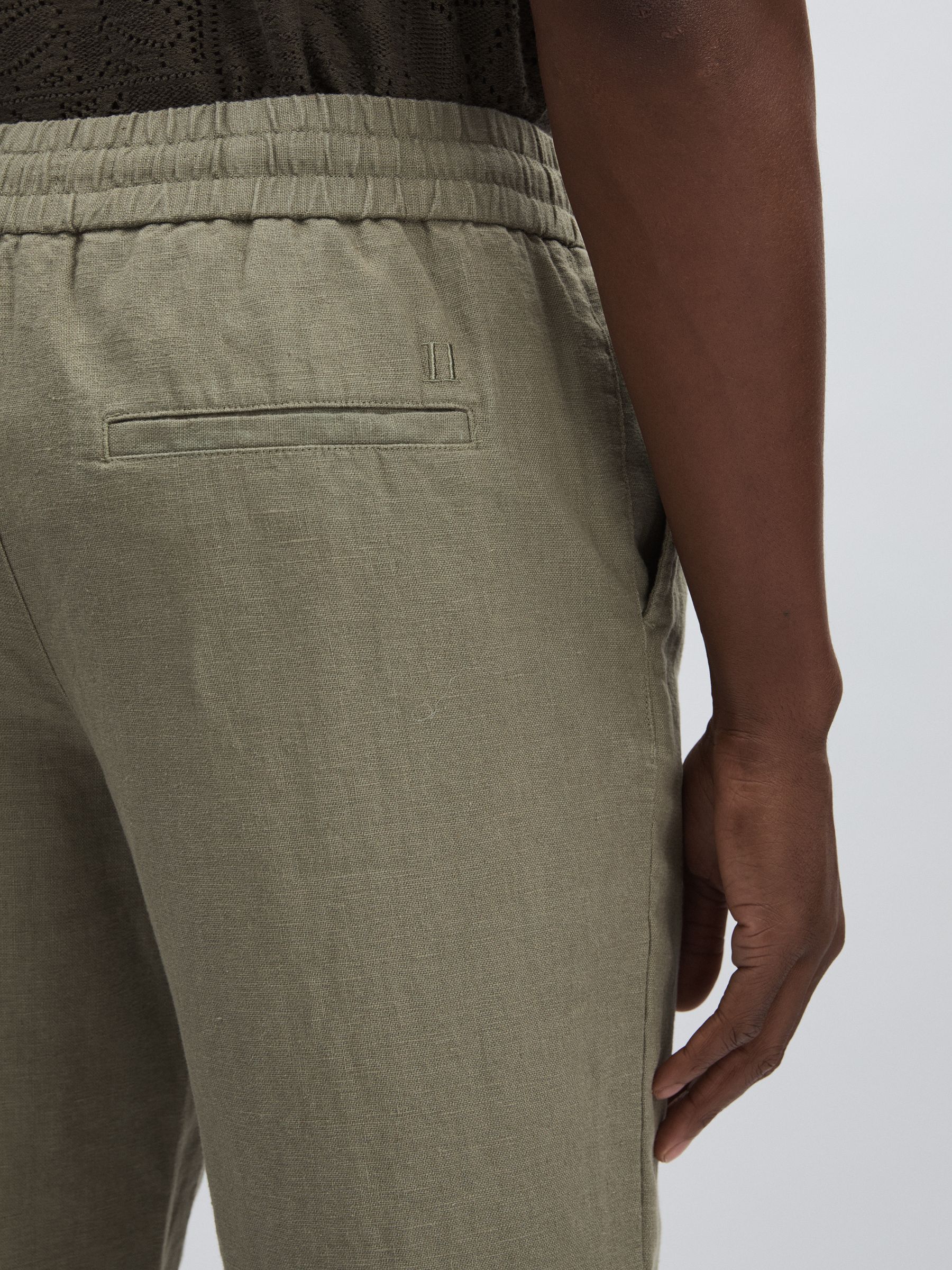 Les Deux Drawstring Trousers in Green/Ivory - Image 3 of 5