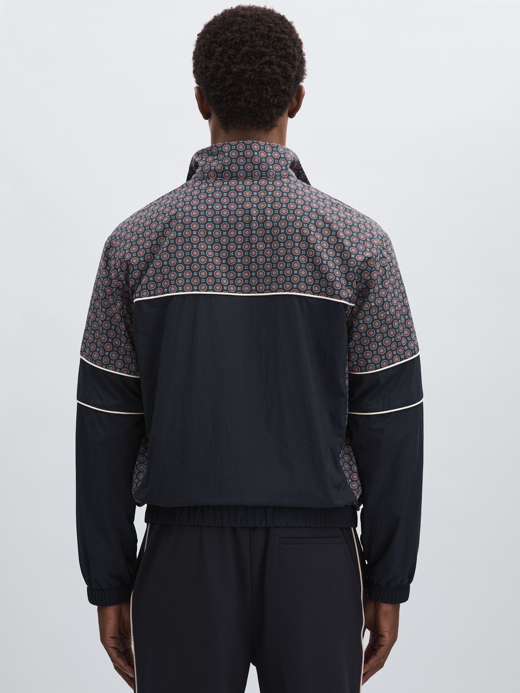 Les Deux Printed Track Jacket in Dark Navy - Image 4 of 5