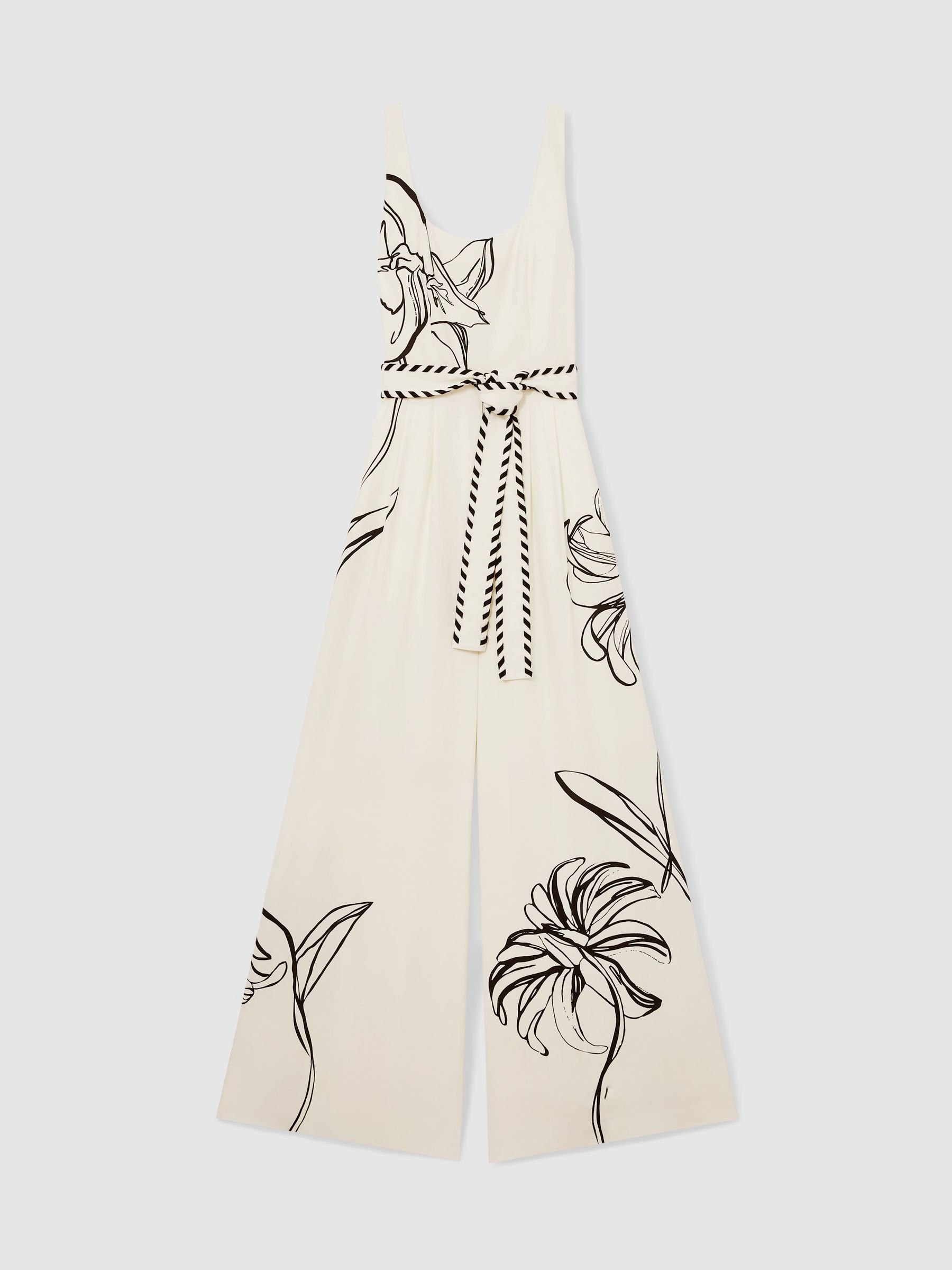 Reiss | NYBG Floral-Print Jumpsuit in Ivory/Black - Image 2 of 6