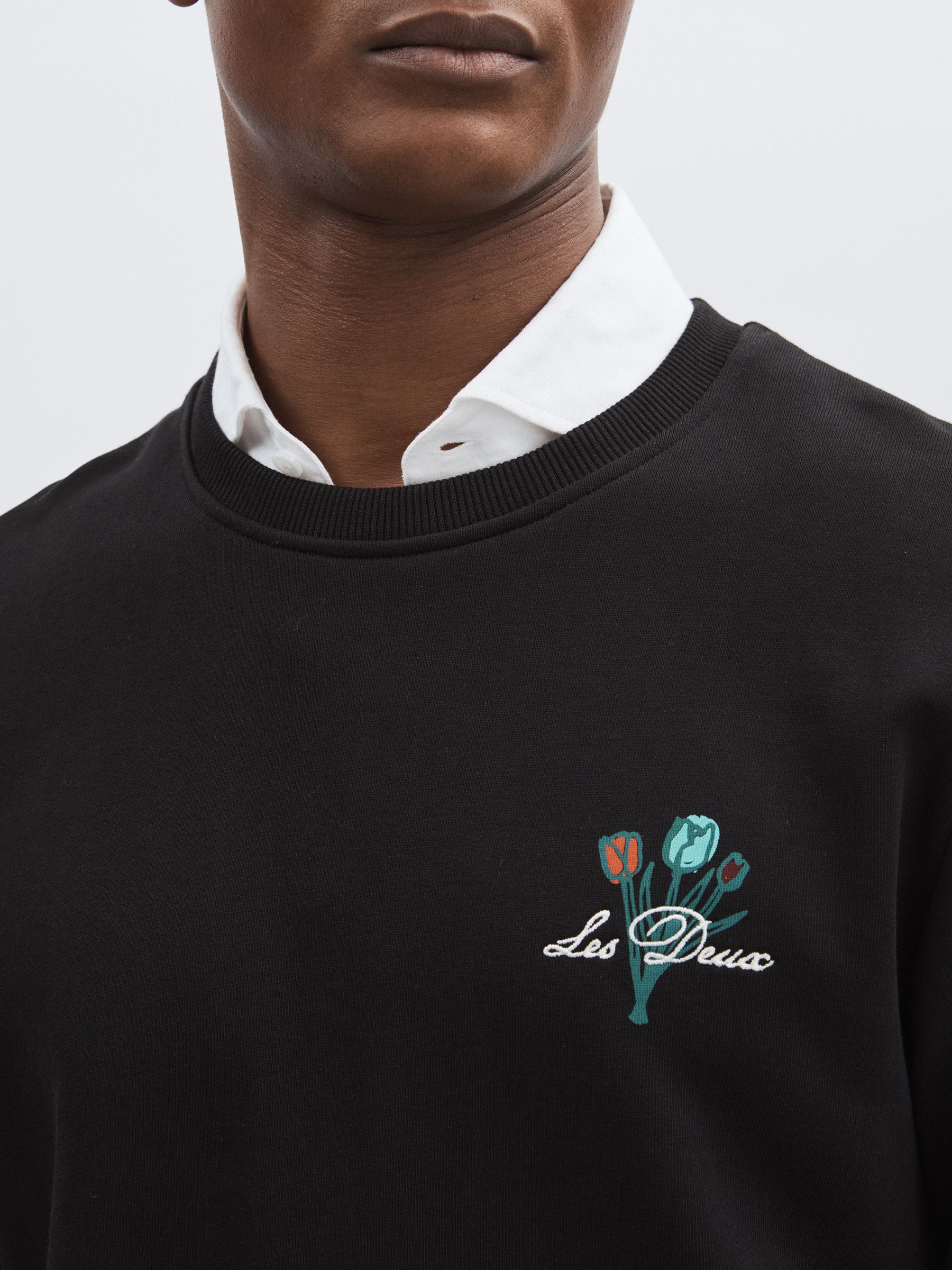 Les Deux Cotton Café Sweatshirt in Black Print - Image 3 of 5