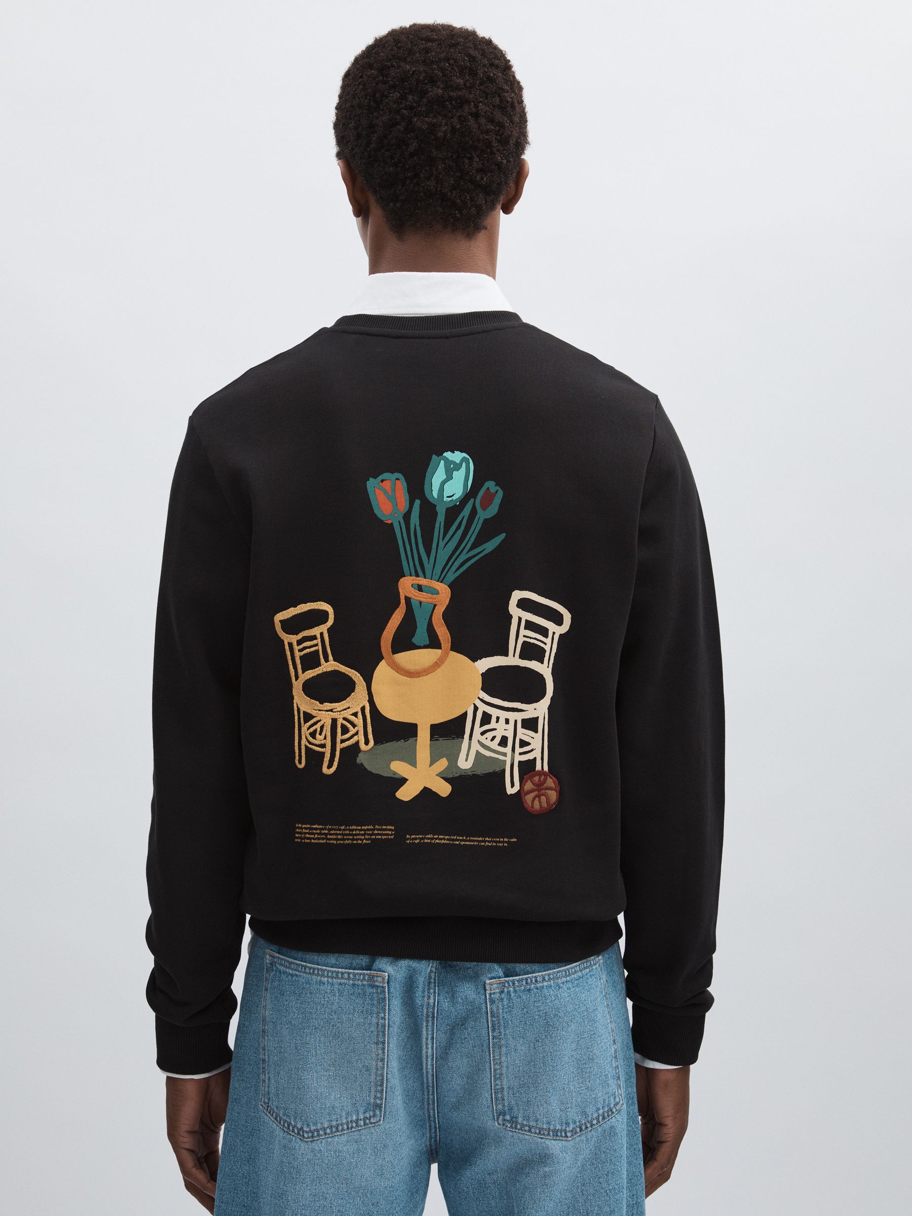 Les Deux Cotton Café Sweatshirt in Black Print - Image 4 of 5