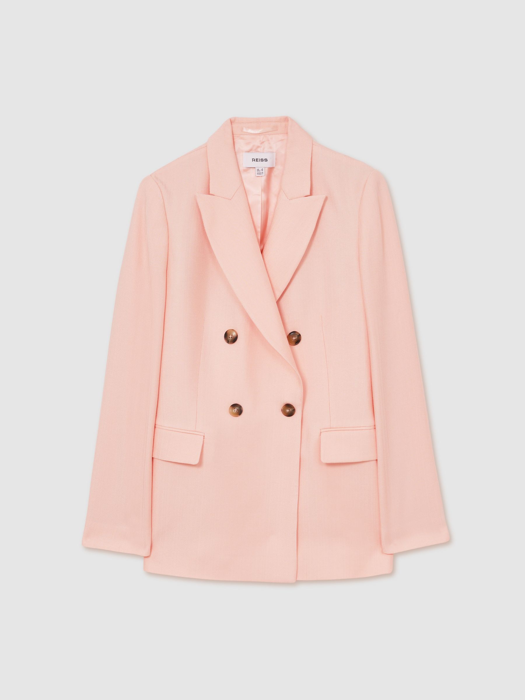 Double-Breasted Peak-Lapel Suit Jacket in Pink - Image 2 of 7