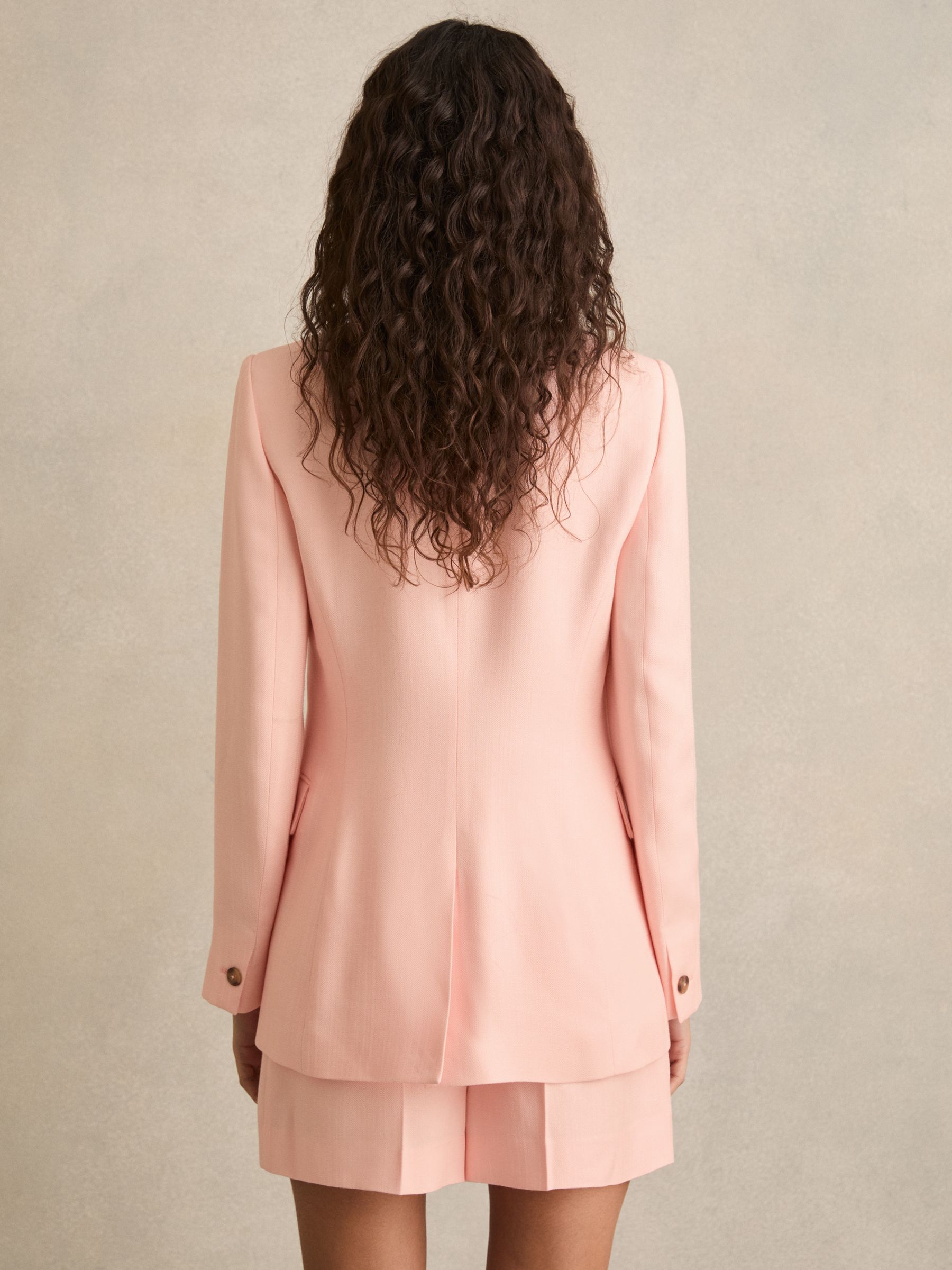 Double-Breasted Peak-Lapel Suit Jacket in Pink - Image 5 of 7