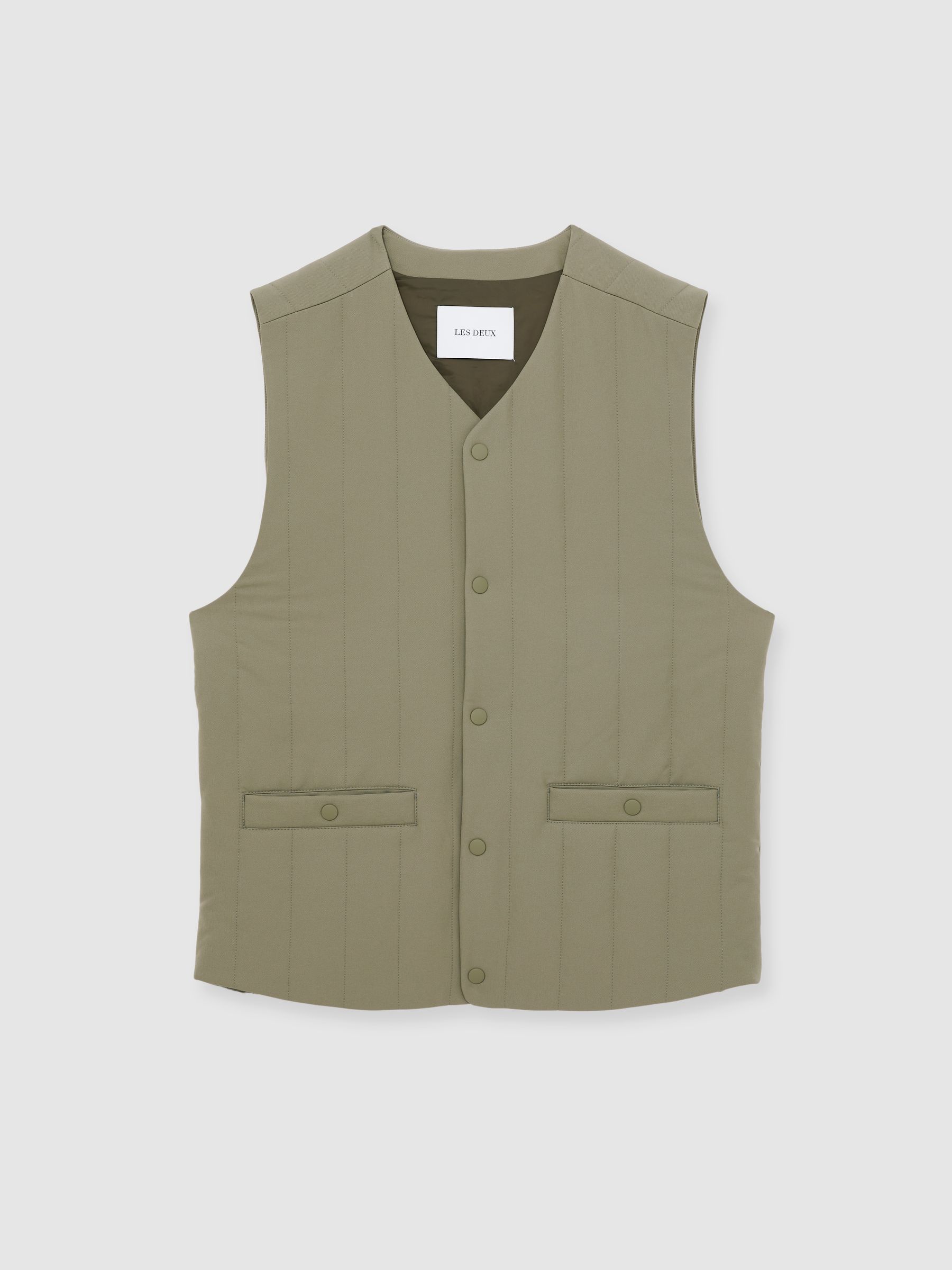 Les Deux Quilted Technical Gilet in Green - Image 2 of 5