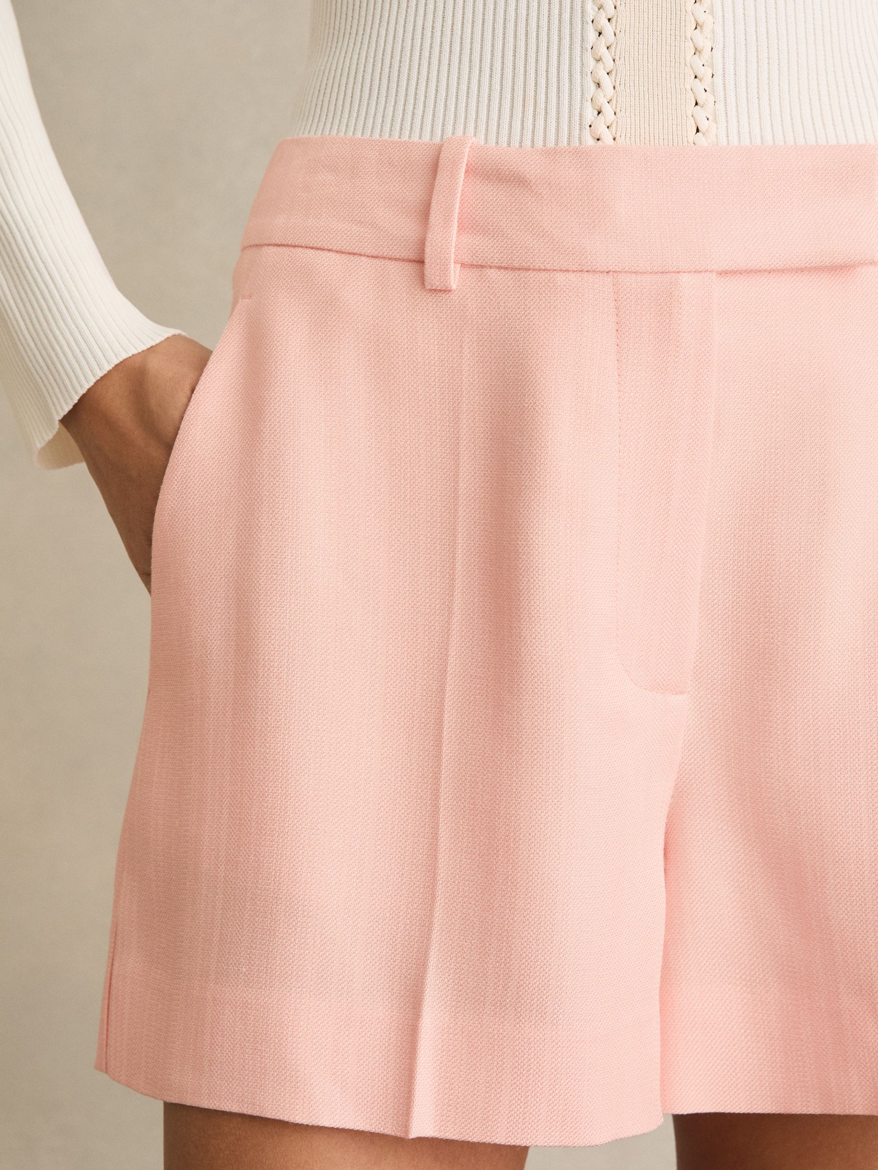 Mid-Rise Tailored Shorts in Pink - Image 4 of 7