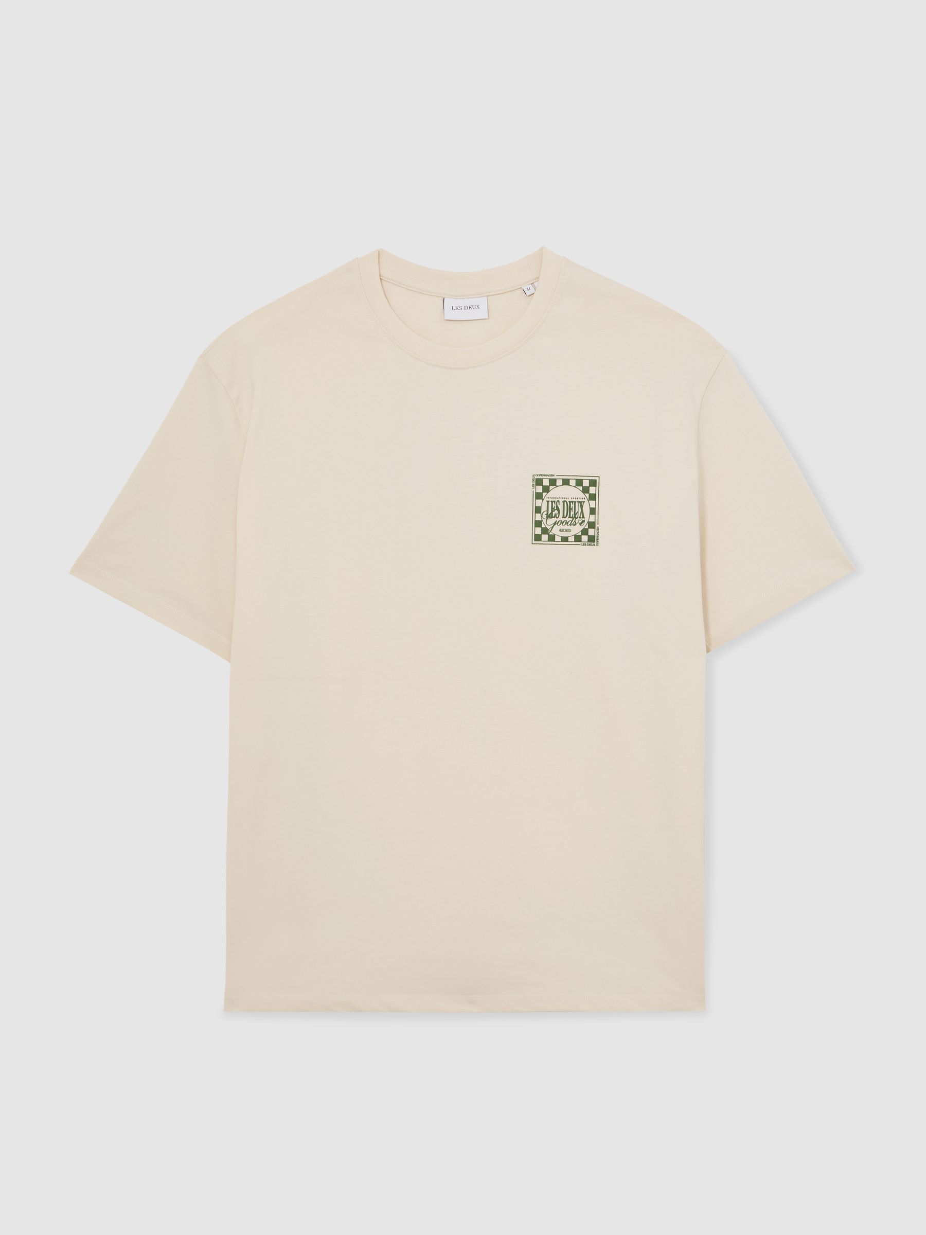 Les Deux Cotton Graphic-Print T-Shirt in Ivory/Green - Bild 2 von 5