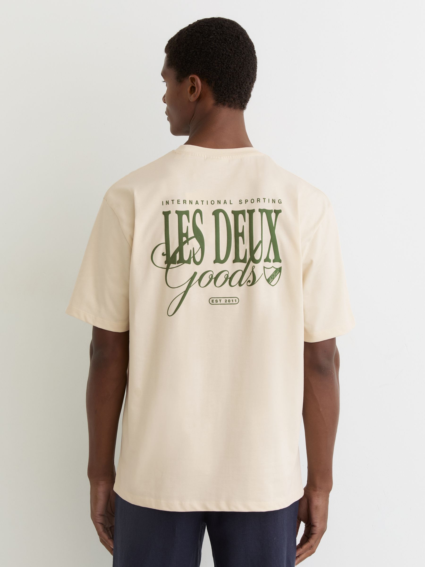 Les Deux Cotton Graphic-Print T-Shirt in Ivory/Green - Bild 4 von 5