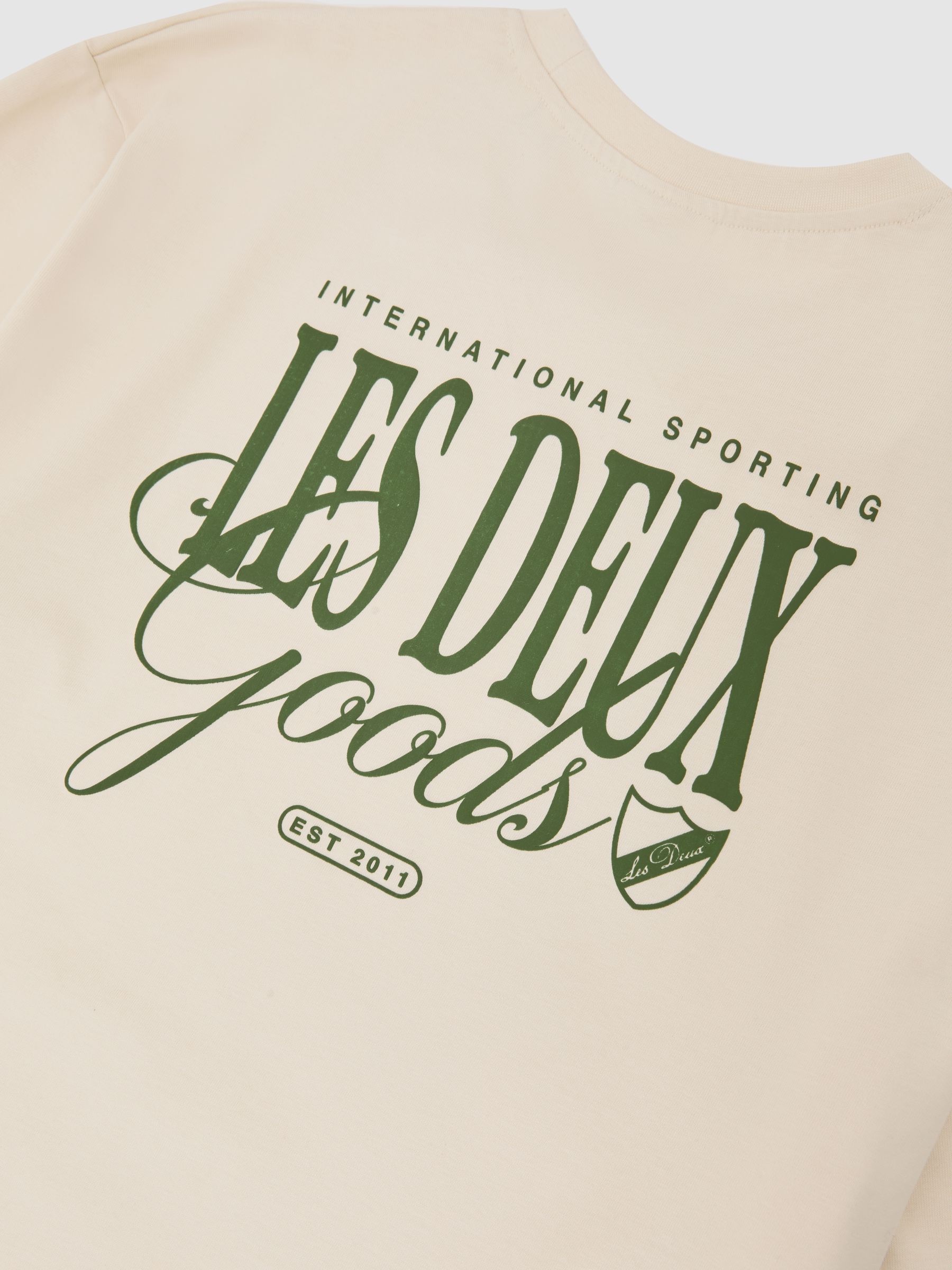 Les Deux Cotton Graphic-Print T-Shirt in Ivory/Green - Bild 5 von 5