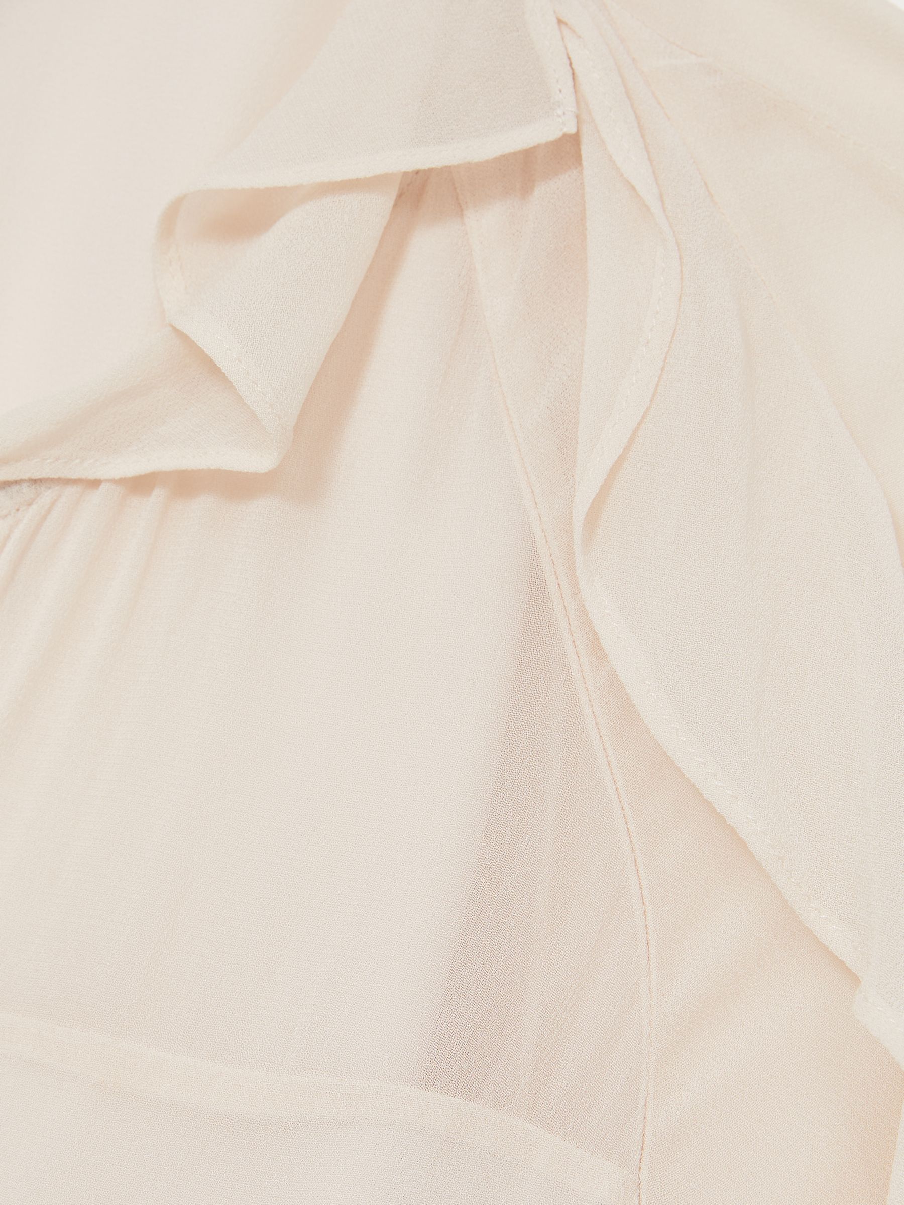 Ruffle Trim Tie Neck Top in Pale Pink - Image 7 of 7
