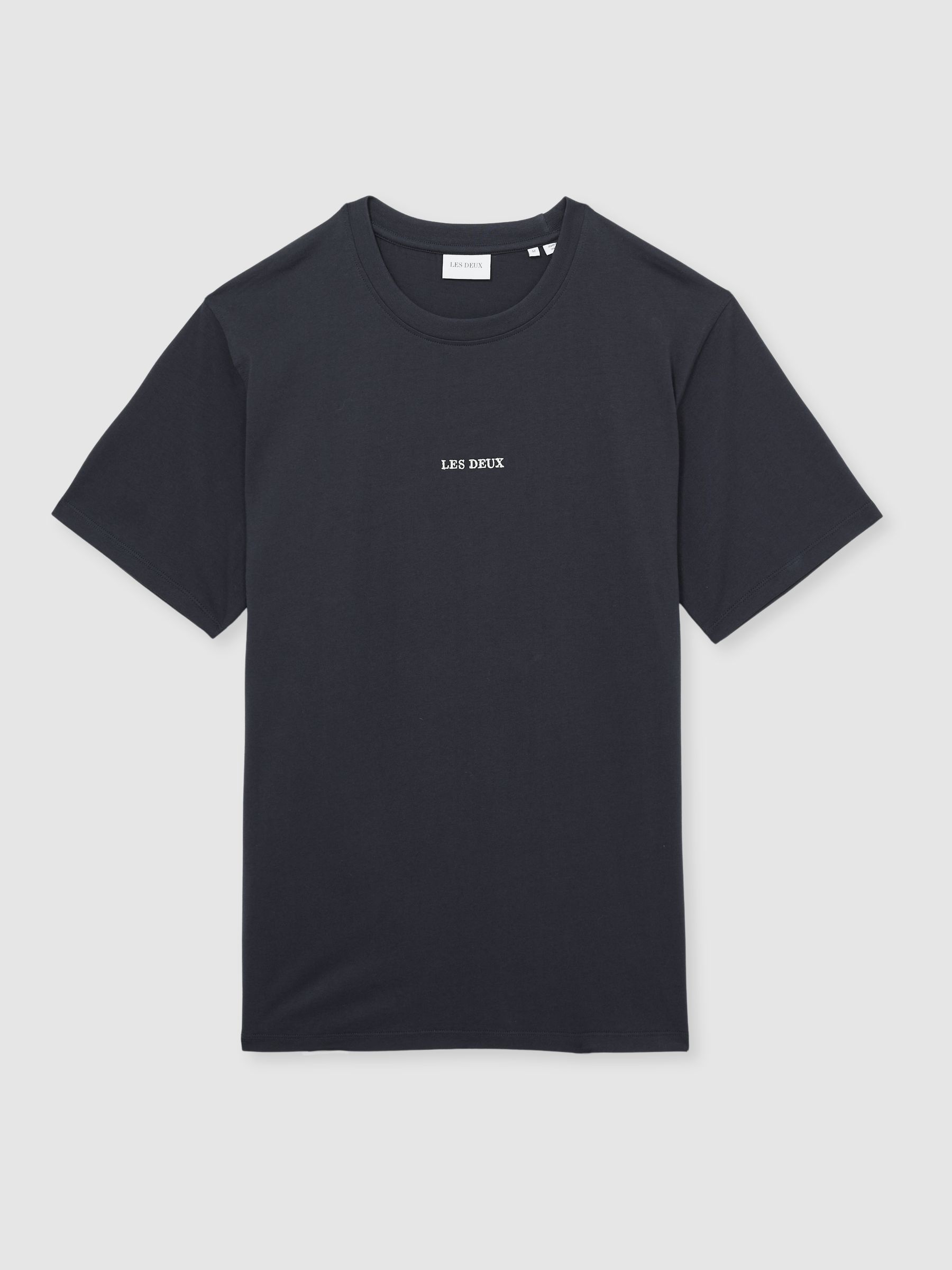 Les Deux Organic Cotton Logo T-Shirt in Navy Blue - Image 2 of 5