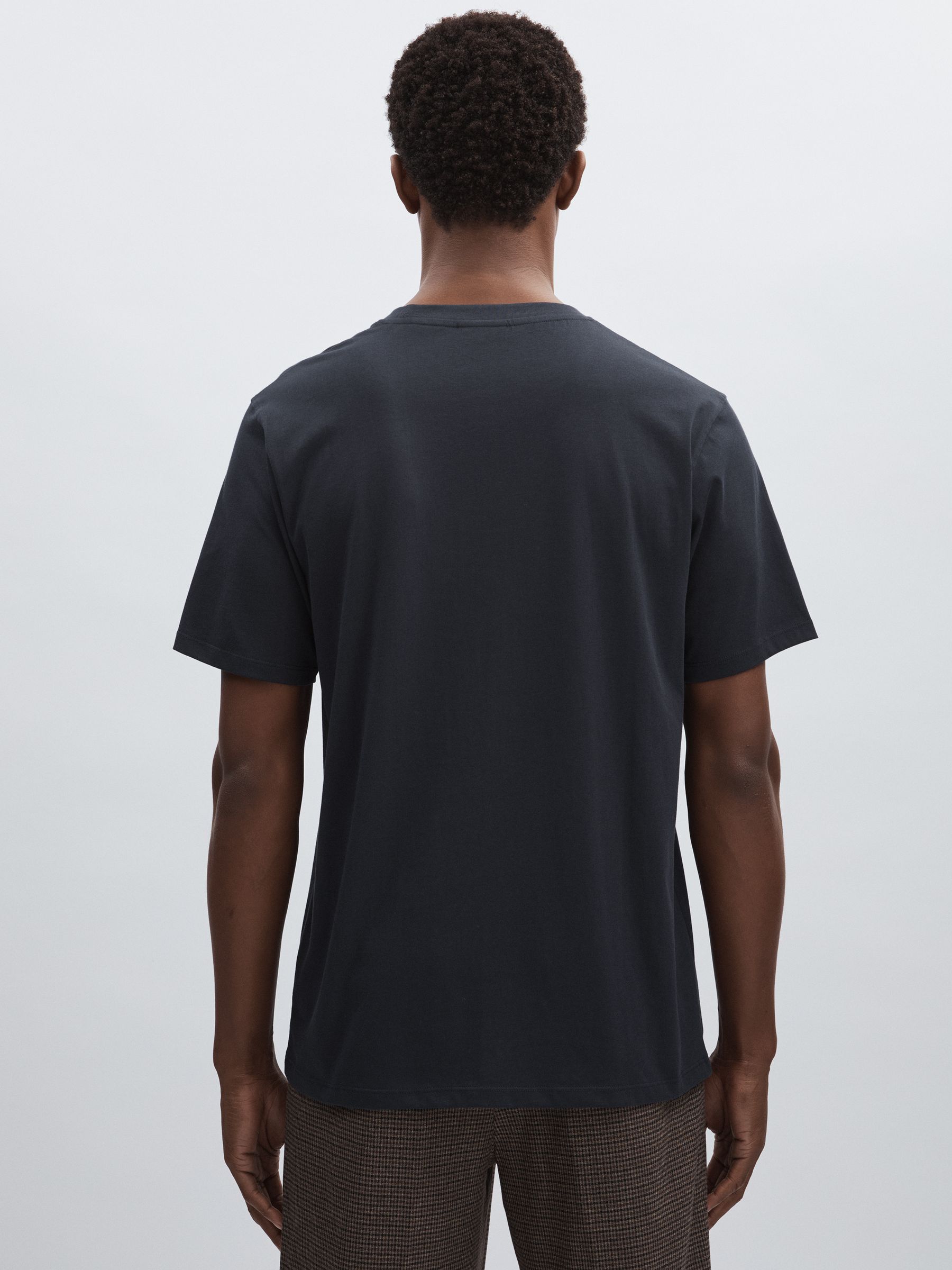Les Deux Organic Cotton Logo T-Shirt in Navy Blue - Image 4 of 5