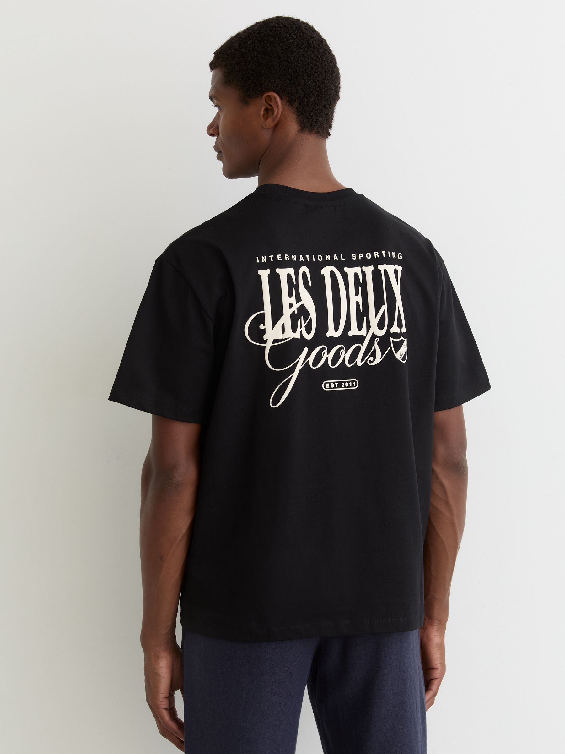 Les Deux Cotton Graphic-Print T-Shirt in Black Print - Bild 4 von 5