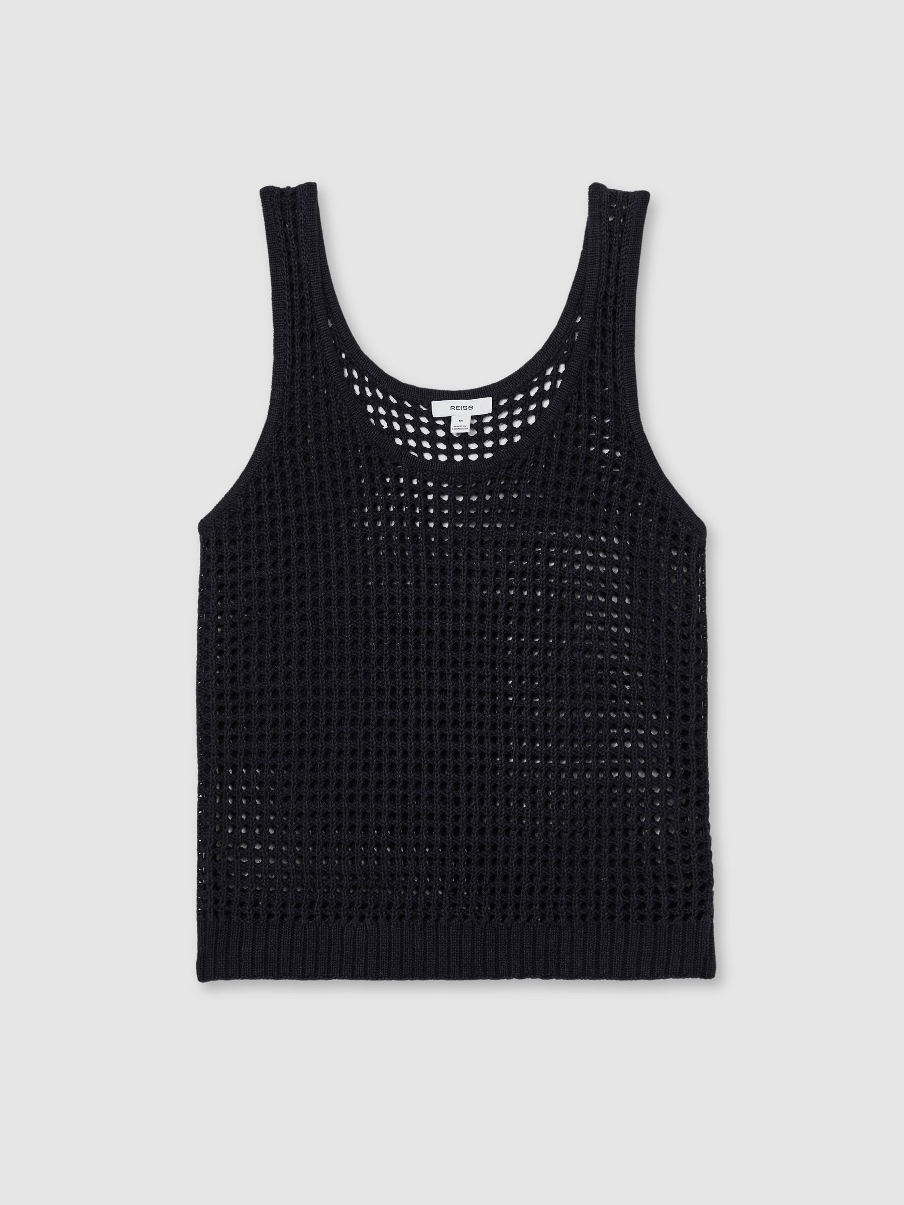 Linen Open-Knit Vest in Navy - Image 2 of 6
