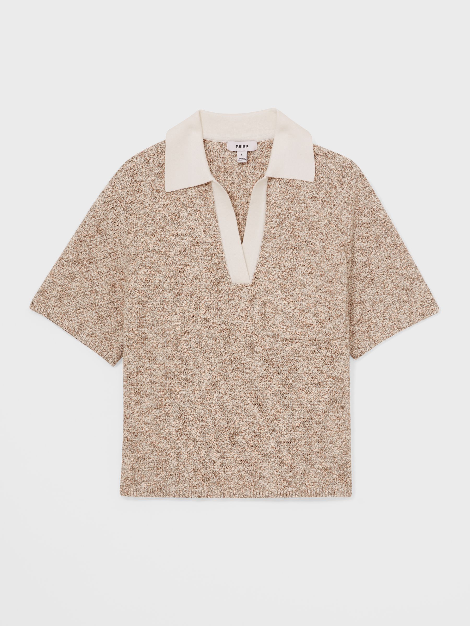 Cotton-Blend Knit Polo Shirt in Neutral - Image 2 of 6
