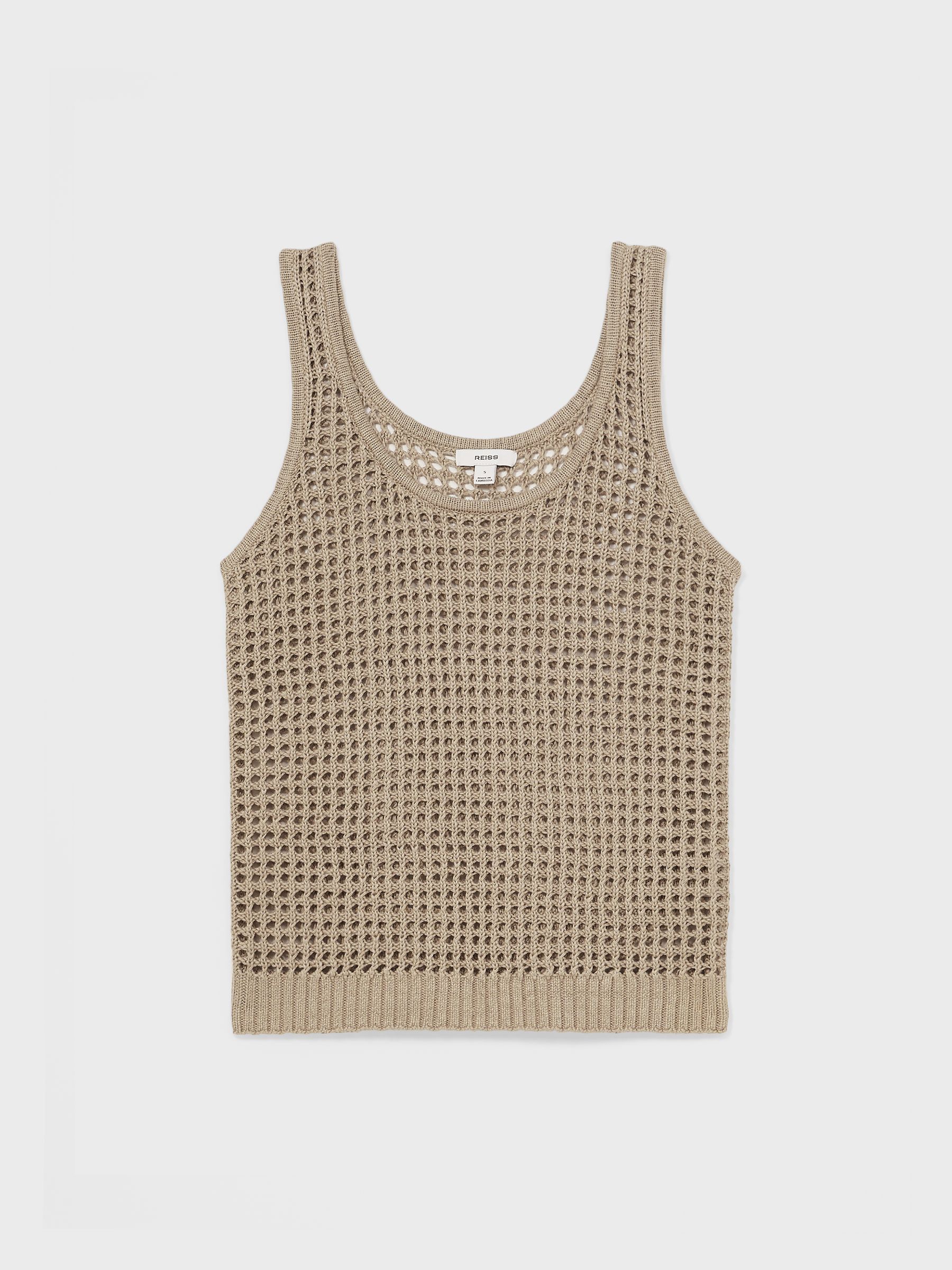 Linen Open-Knit Vest in Stone - Image 2 of 6