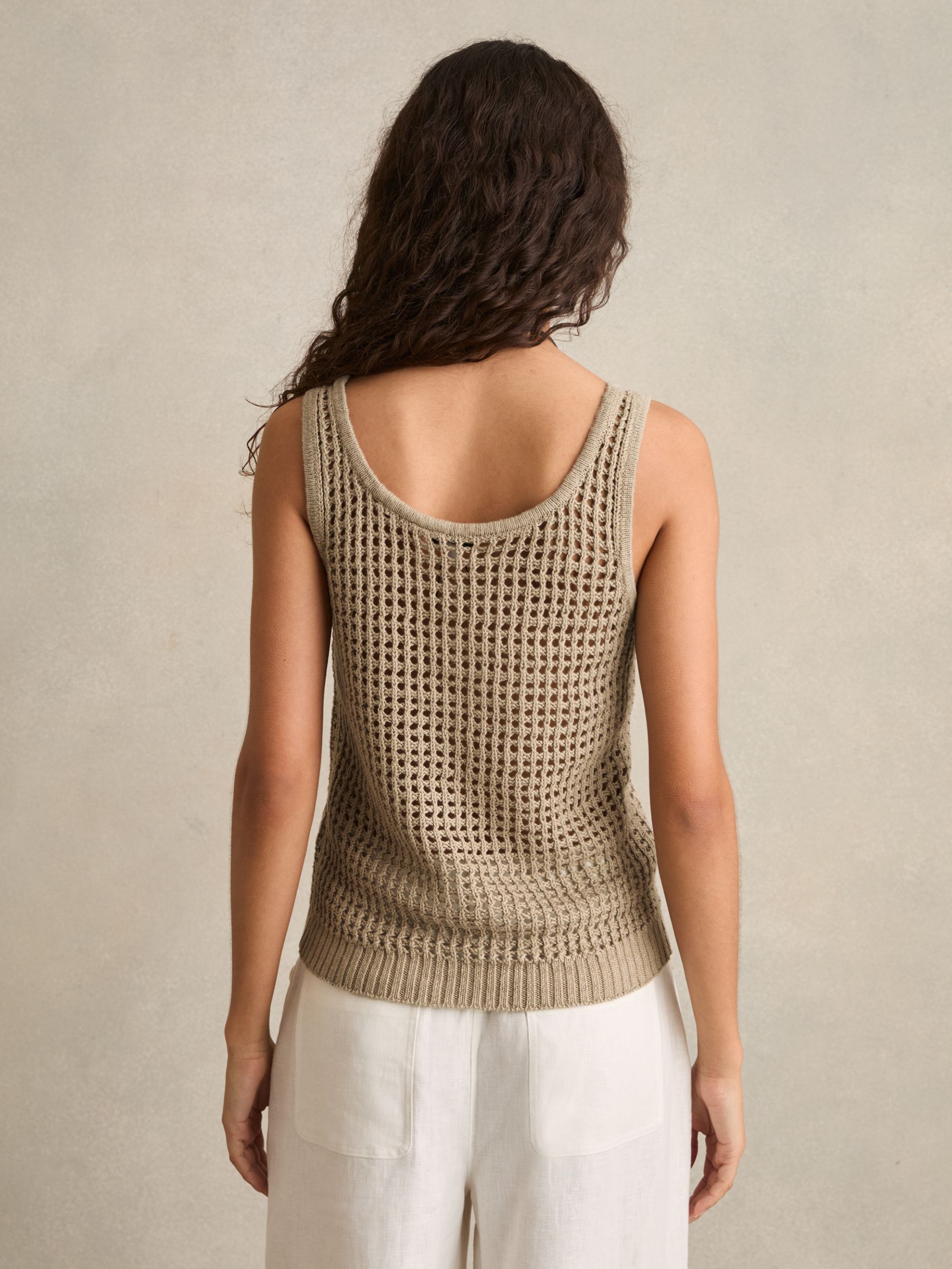 Linen Open Knit Vest in Stone - image 4