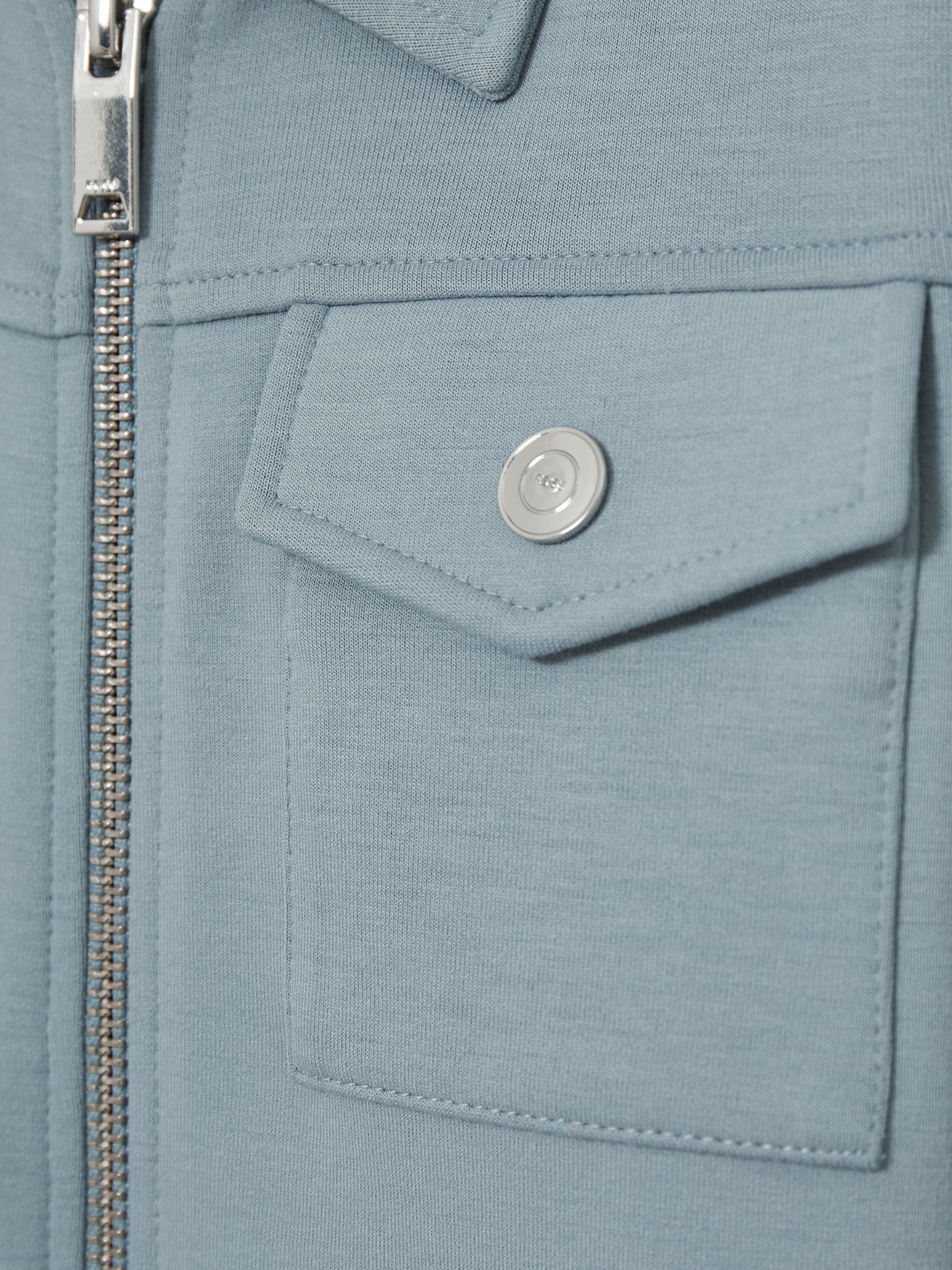 3-9 yrs Interlock Zip-Through Overshirt in Soft Denim Blue - Image 4 of 4