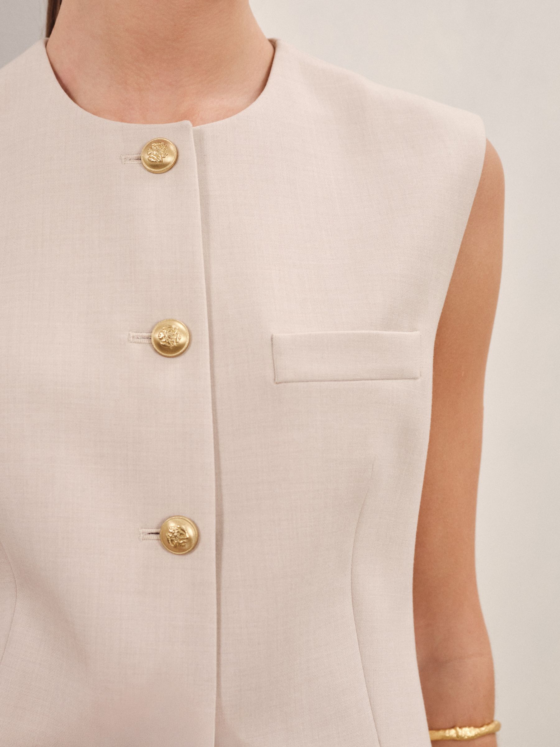 High-Neck Longline Waistcoat in Neutral - Image 5 of 7
