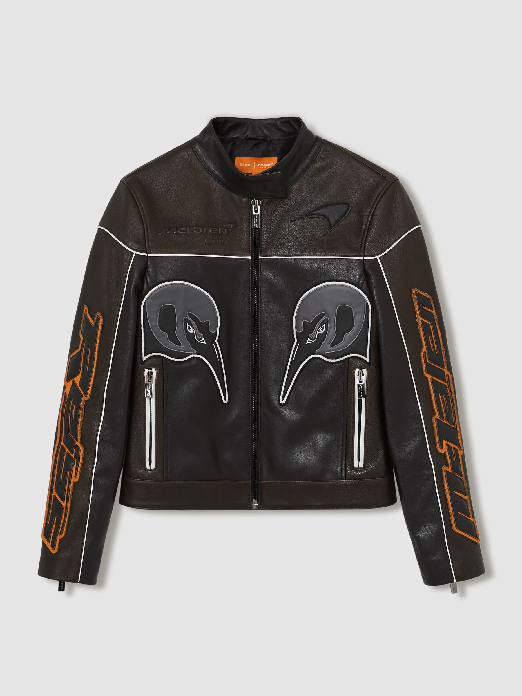McLaren F1 Team Leather Biker Jacket in Black - Image 2 of 9