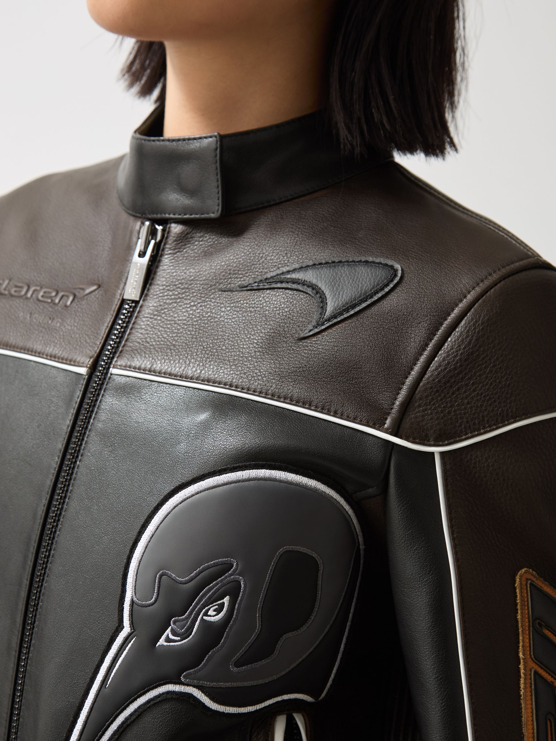 McLaren F1 Team Leather Biker Jacket in Black - Image 6 of 9