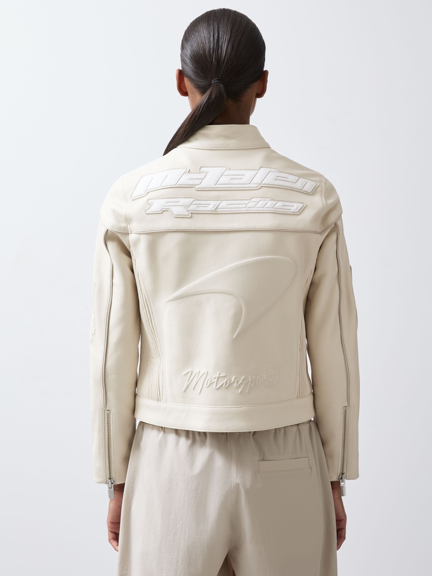 McLaren F1 Team Leather Biker Jacket in Off White - Image 5 of 9