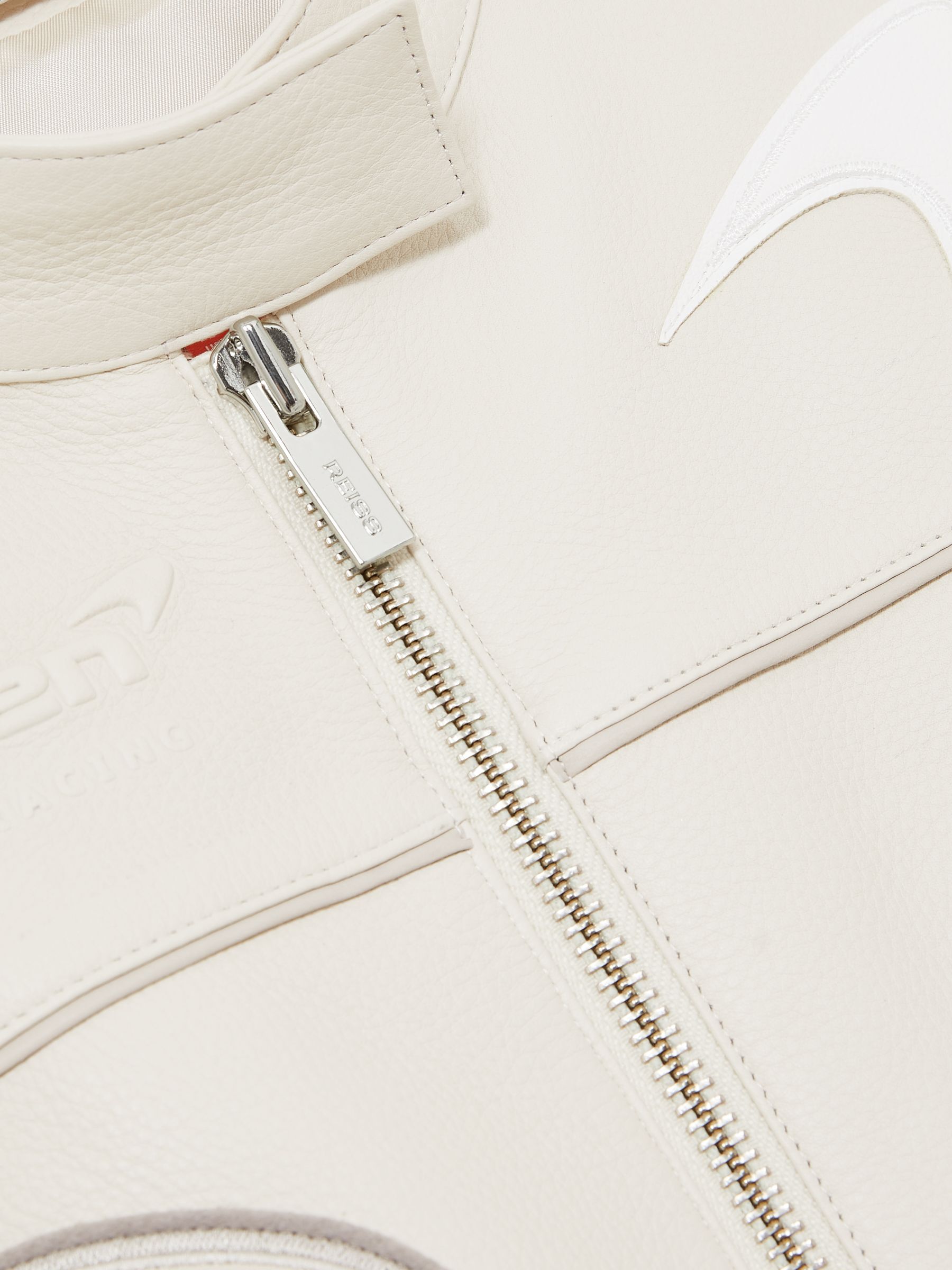 McLaren F1 Team Leather Biker Jacket in Off White - Image 8 of 9