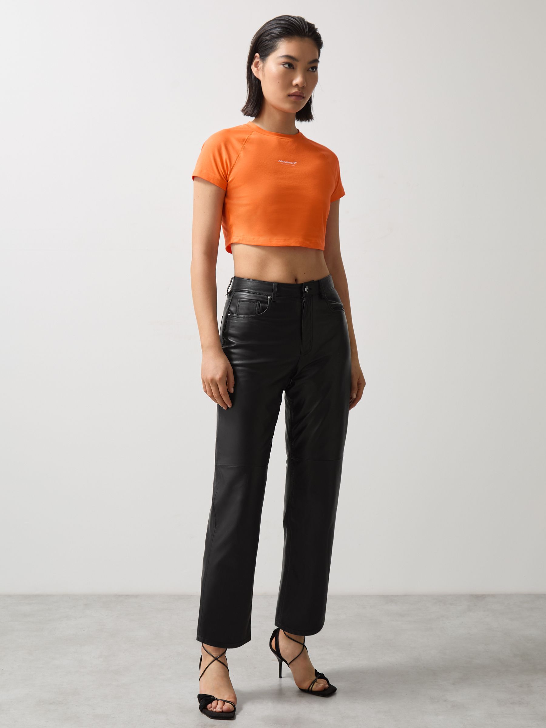 McLaren F1 Team Cropped Logo T-Shirt in Papaya Orange - Image 3 of 6