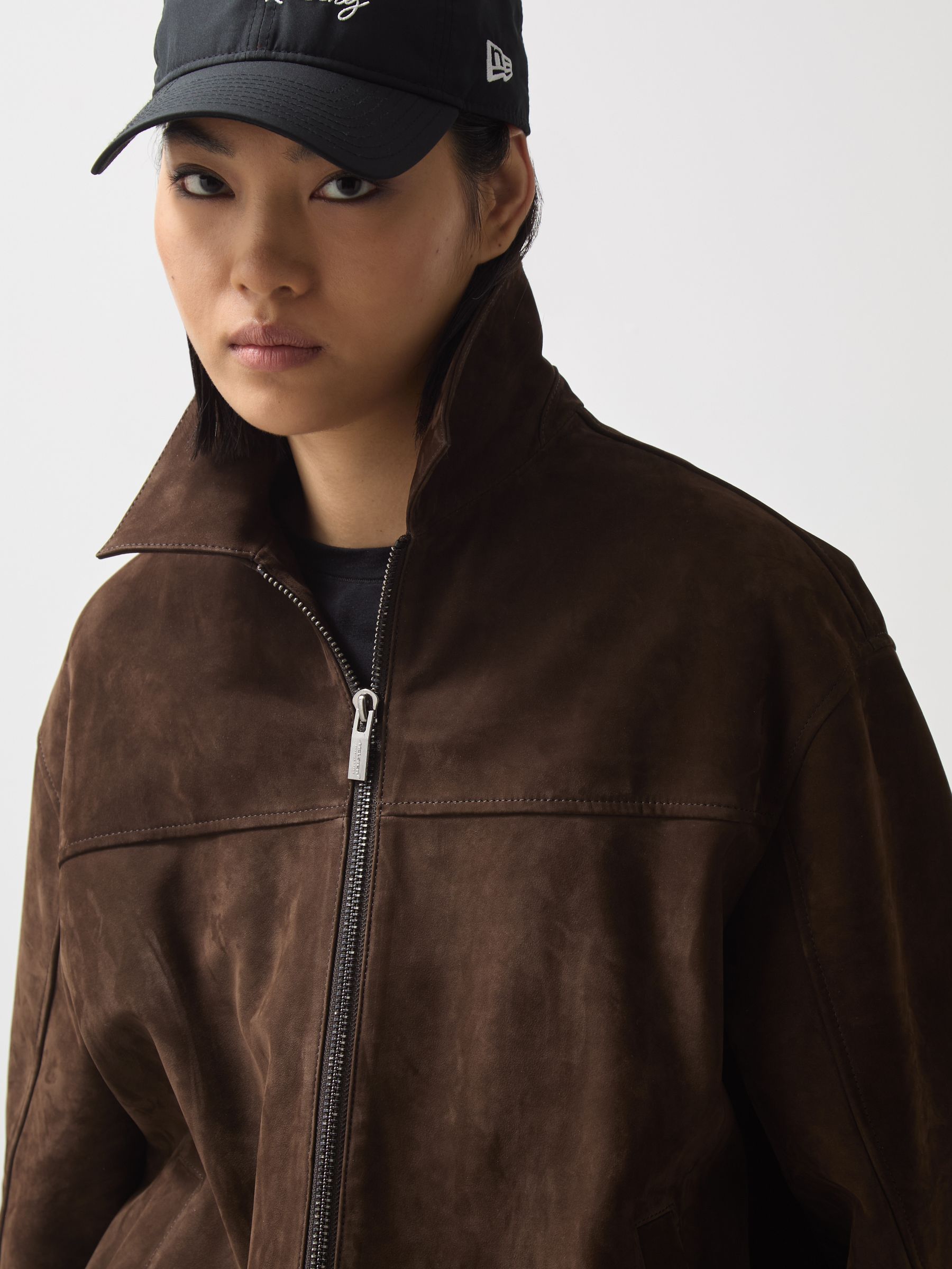 Reiss McLaren F1 Team Suede Bomber Jacket in Chocolate Brown | REISS