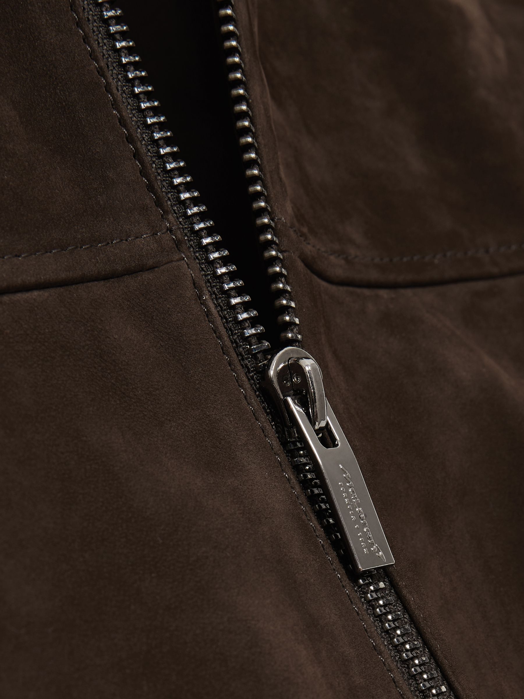 McLaren F1 Team Suede Bomber Jacket in Chocolate Brown - Image 7 of 9