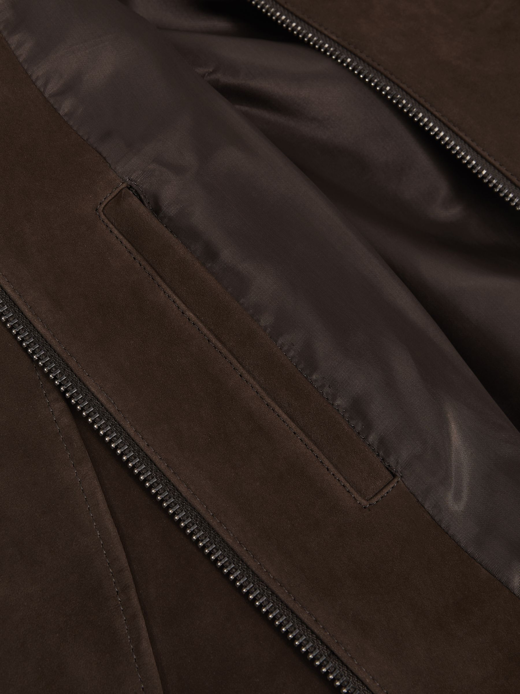 McLaren F1 Team Suede Bomber Jacket in Chocolate Brown - Image 8 of 9