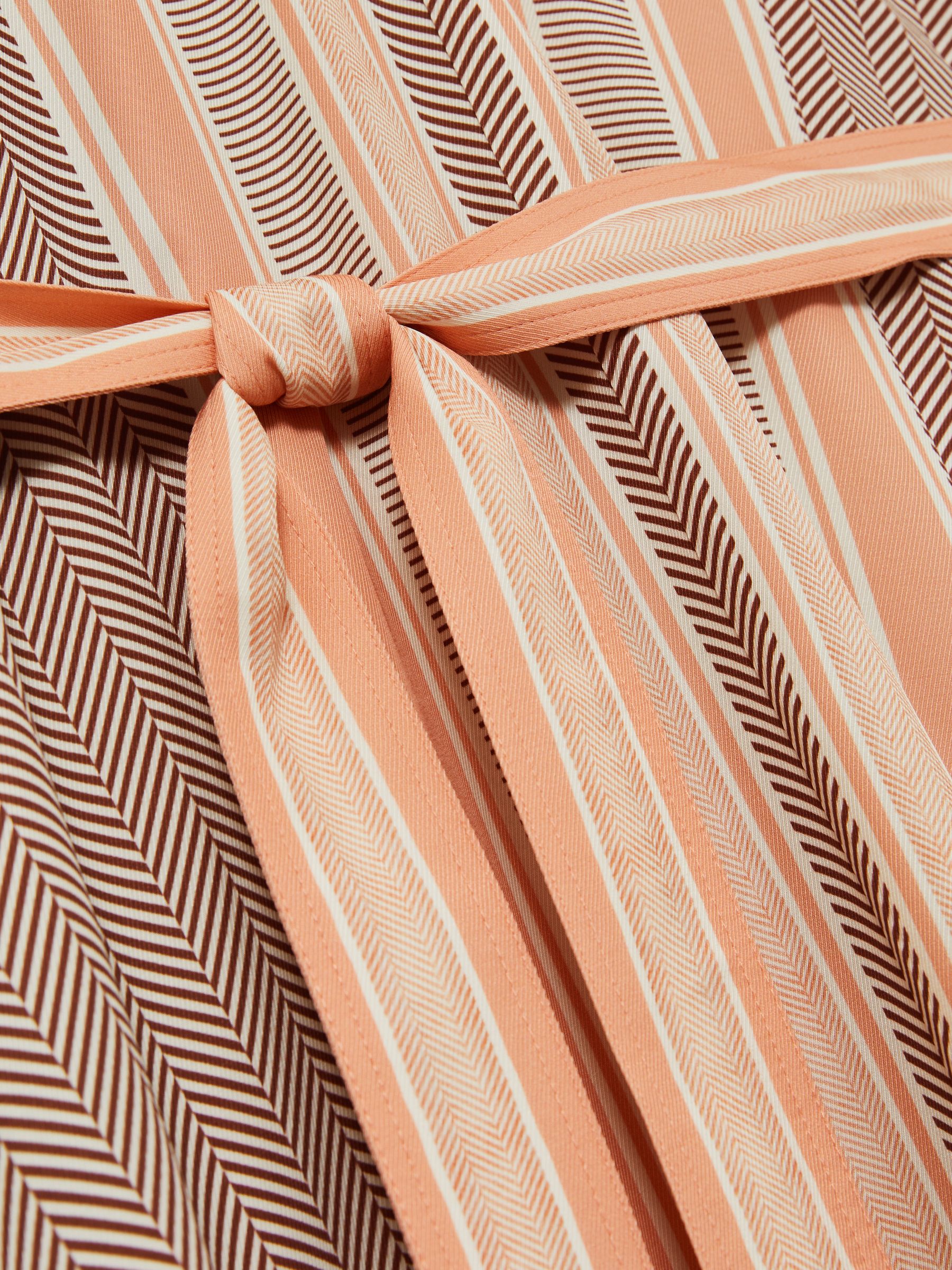 Scarf Print Belted Midi Dress in Coral - Image 6 of 6