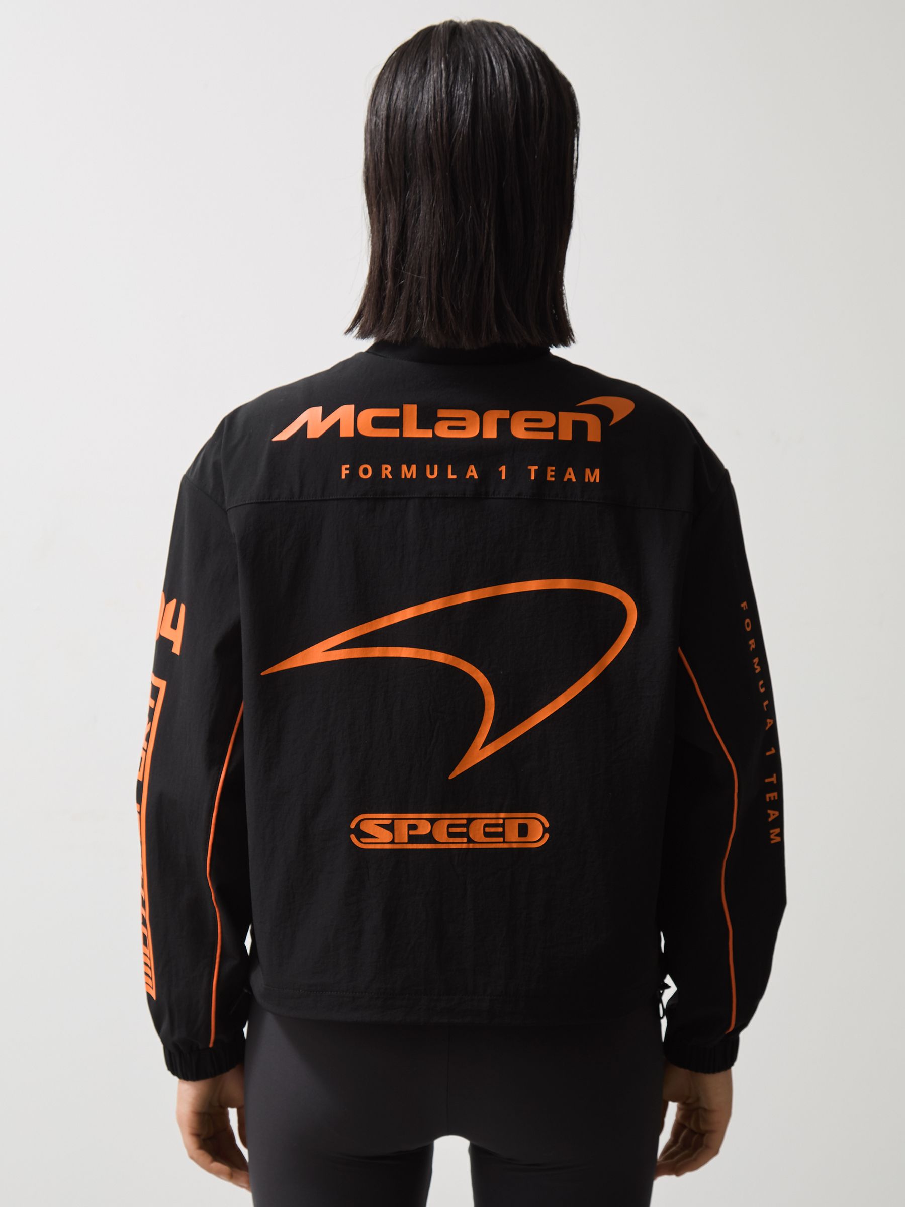Reiss McLaren F1 Team Technical Logo Jacket in Black | REISS