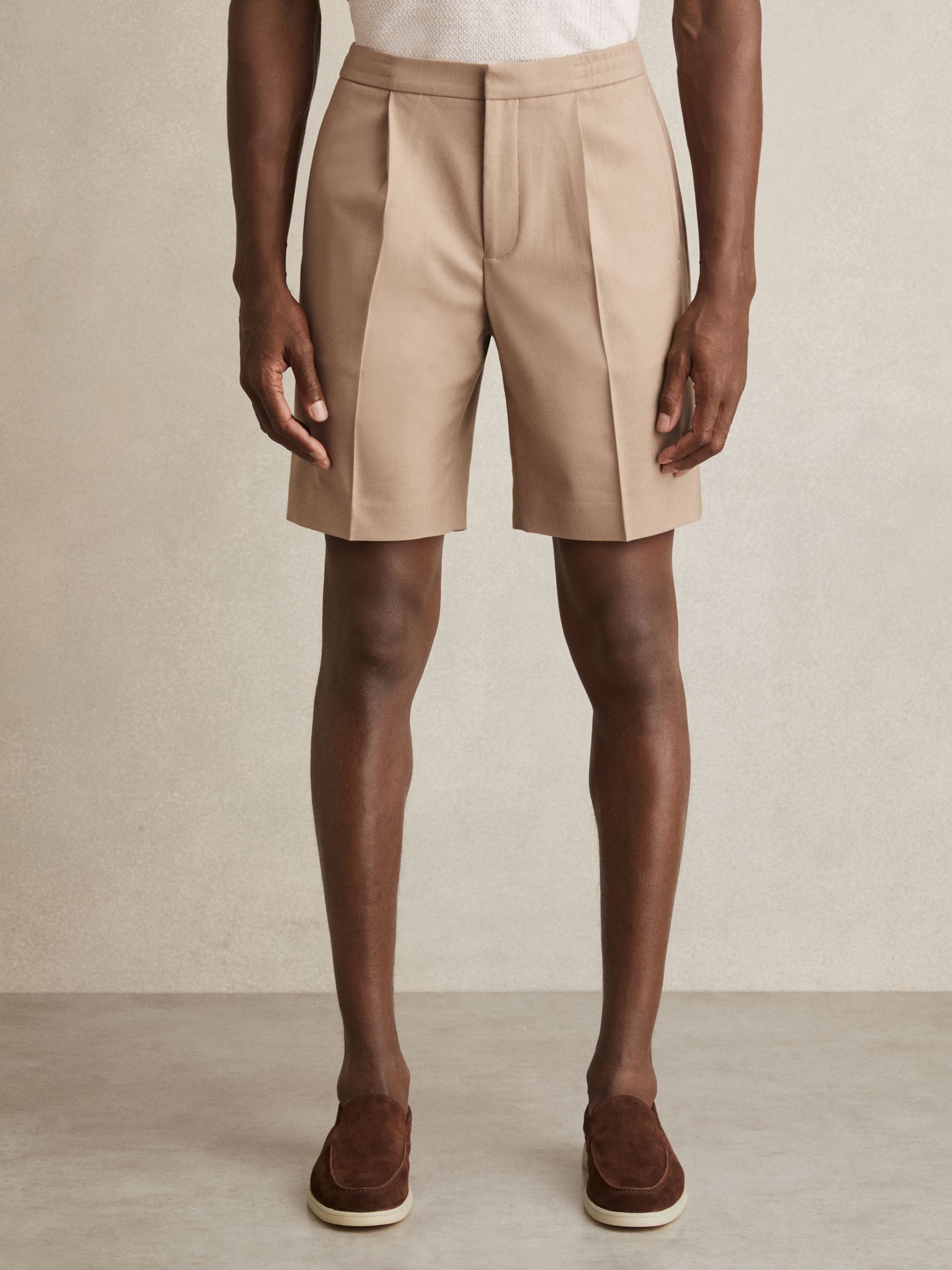 Relaxed Drawstring Shorts in Soft Camel - Image 3 of 6