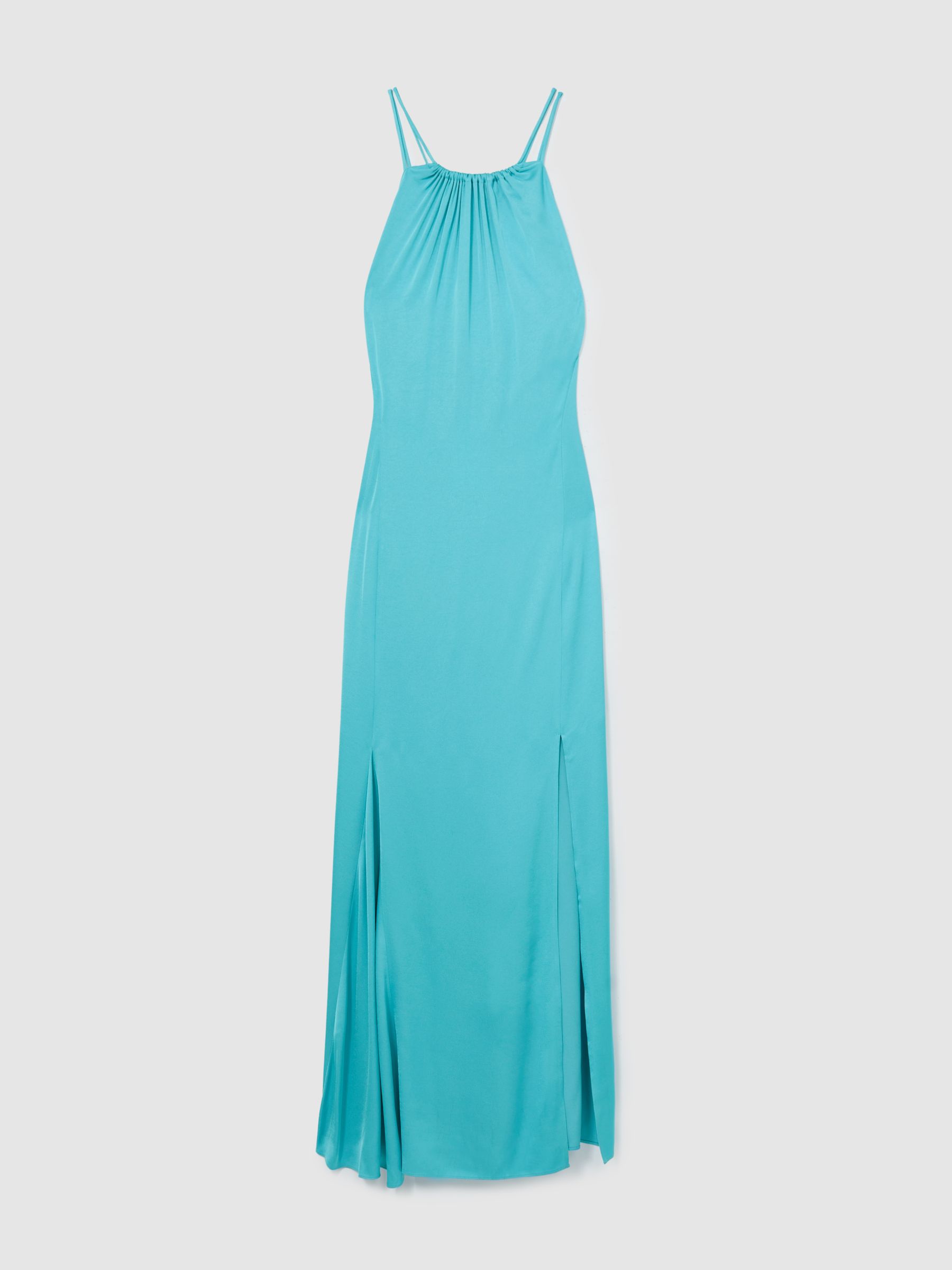 Satin Halterneck Maxi Dress in Blue - Image 2 of 5