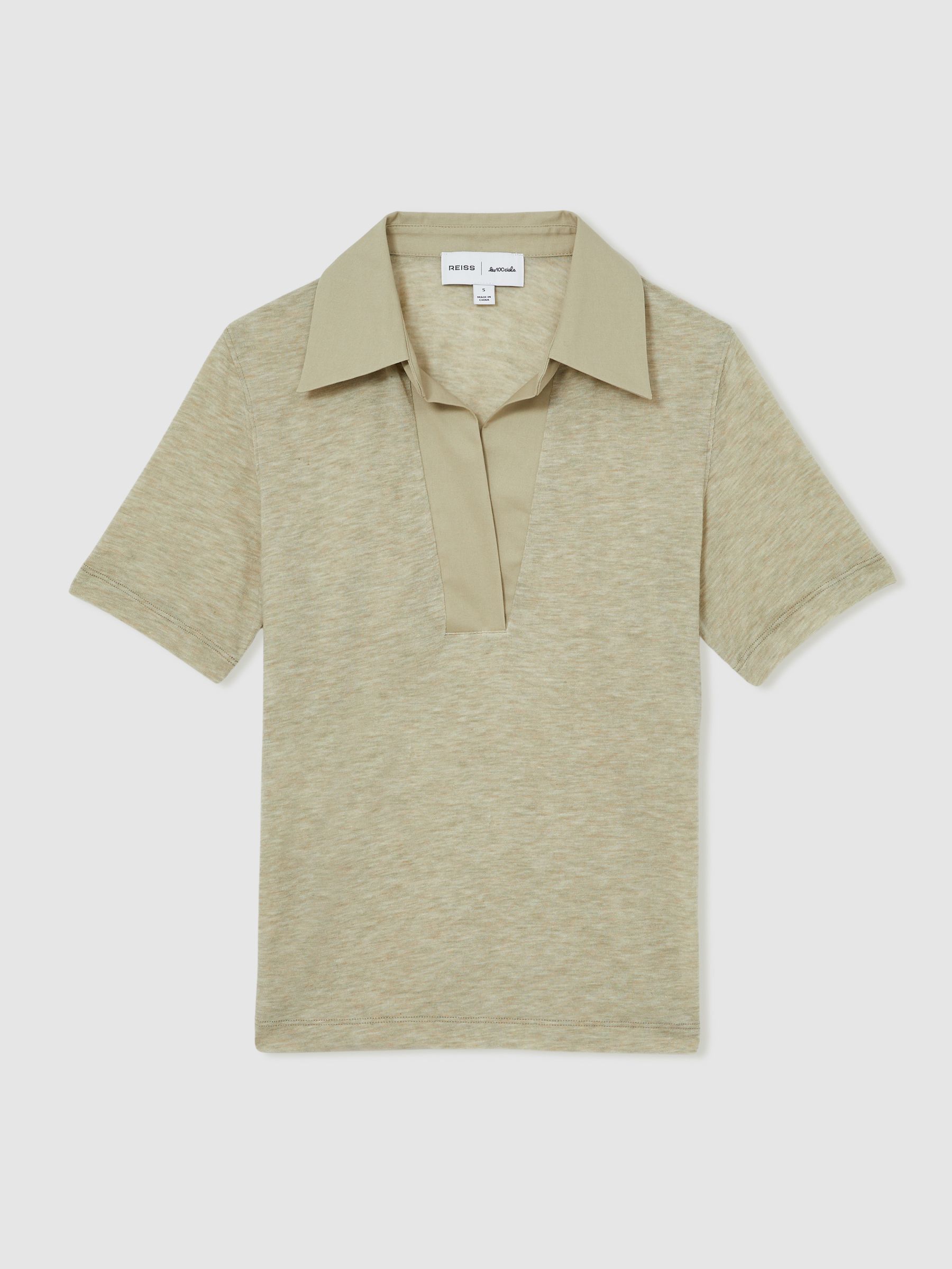 Reiss | Les 100 Ciels Polo Shirt With Cashmere in Sage - Image 2 of 7