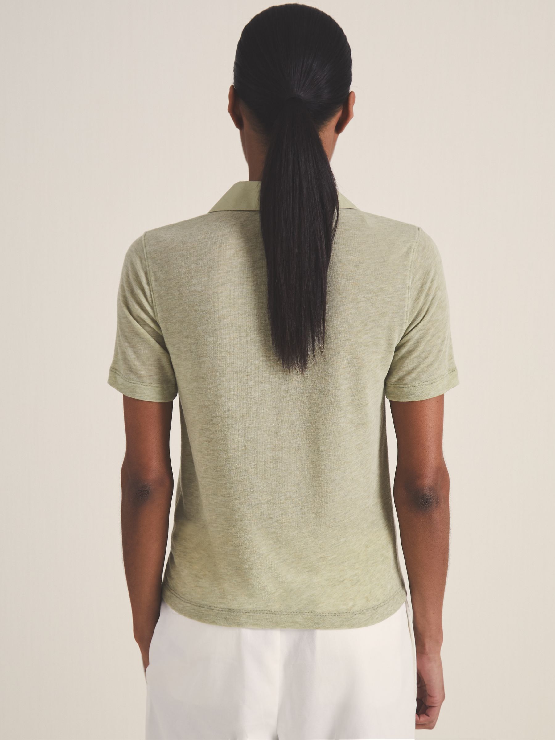 Reiss | Les 100 Ciels Polo Shirt With Cashmere in Sage - Image 5 of 7