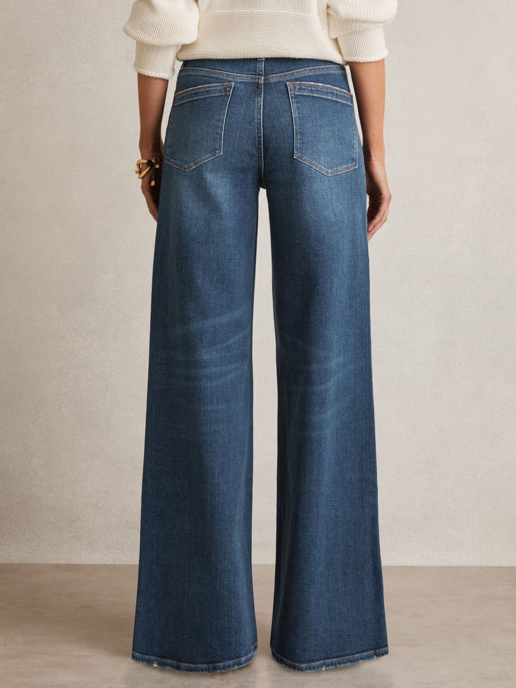 Petite Stretch-Cotton Wide-Leg Jeans in Mid Blue - image 4