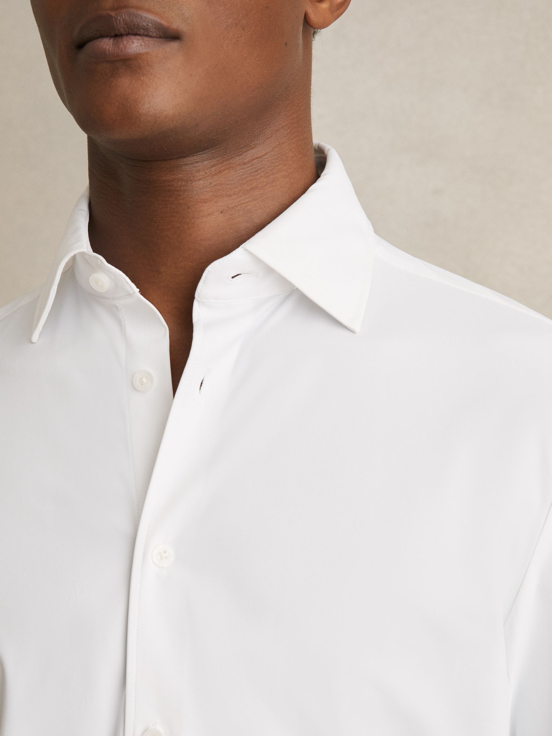 Long-Sleeve Slim-Fit Travel Shirt in White - image 4