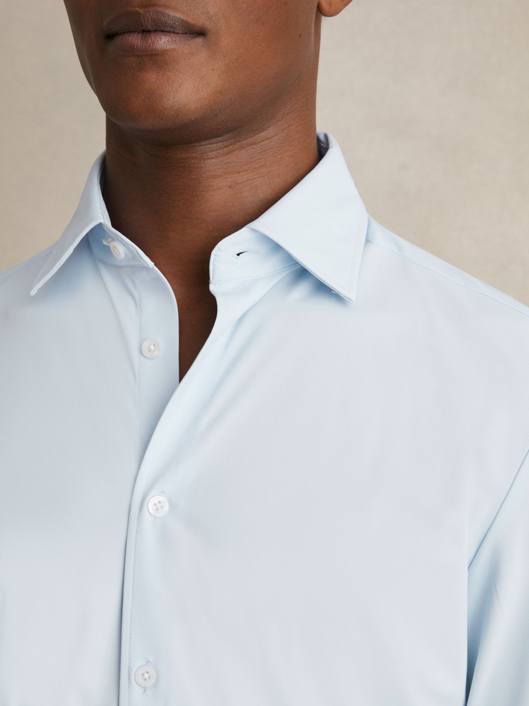 Long-Sleeve Slim-Fit Travel Shirt in Soft Blue - image 5