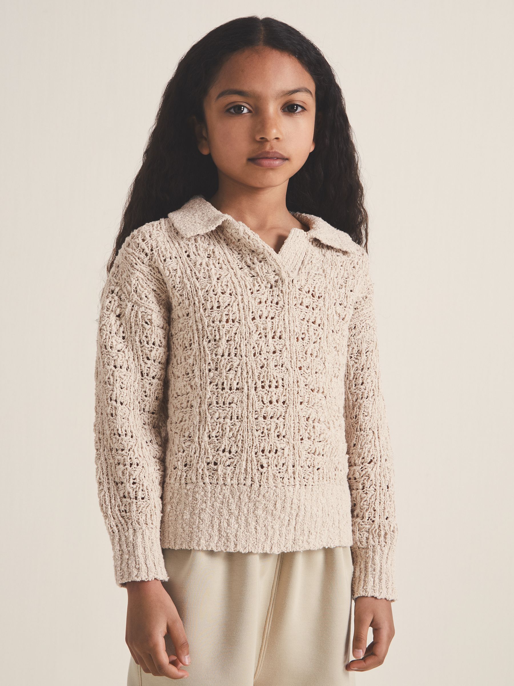 4-9 yrs Reiss | 100 Ciels Bouclé Jumper in Neutral - Image 3 of 6