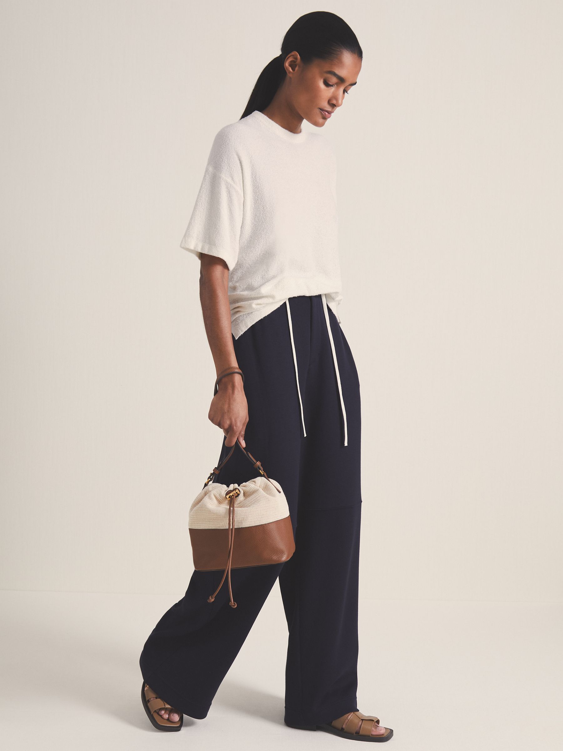 Reiss | Les 100 Ciels Bouclé T-Shirt in Ivory - Image 3 of 6