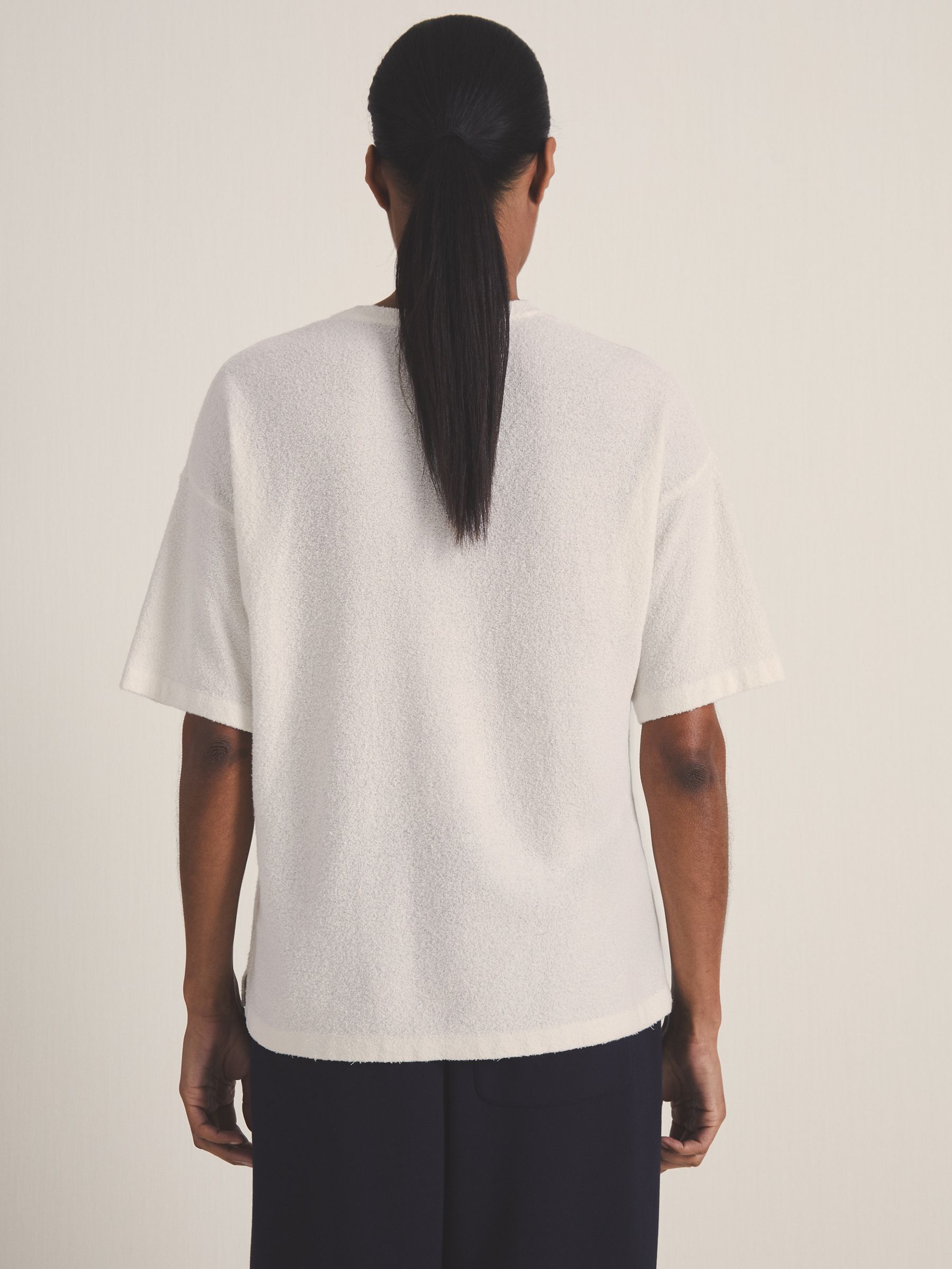 Reiss | Les 100 Ciels Bouclé T-Shirt in Ivory - Image 5 of 6