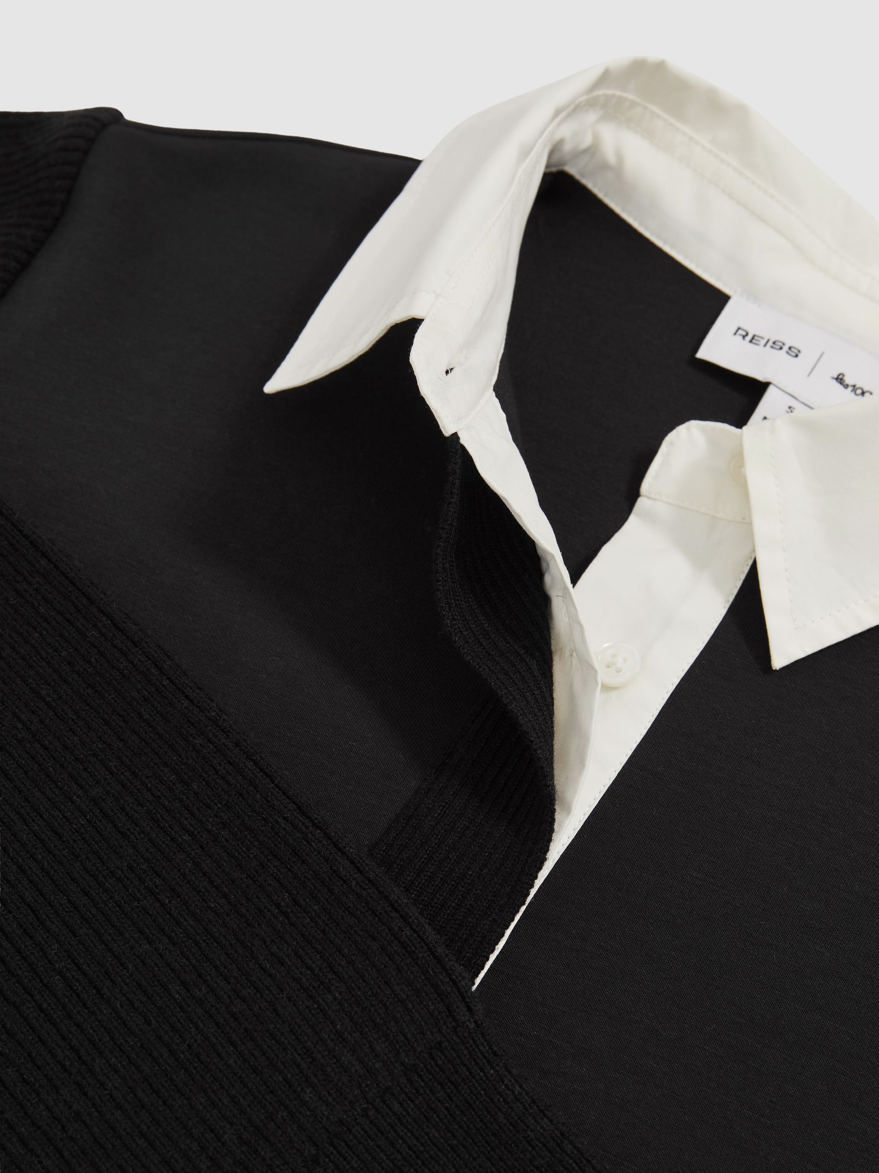 Reiss | Les 100 Ciels Polo Sweatshirt in Black - Image 6 of 6