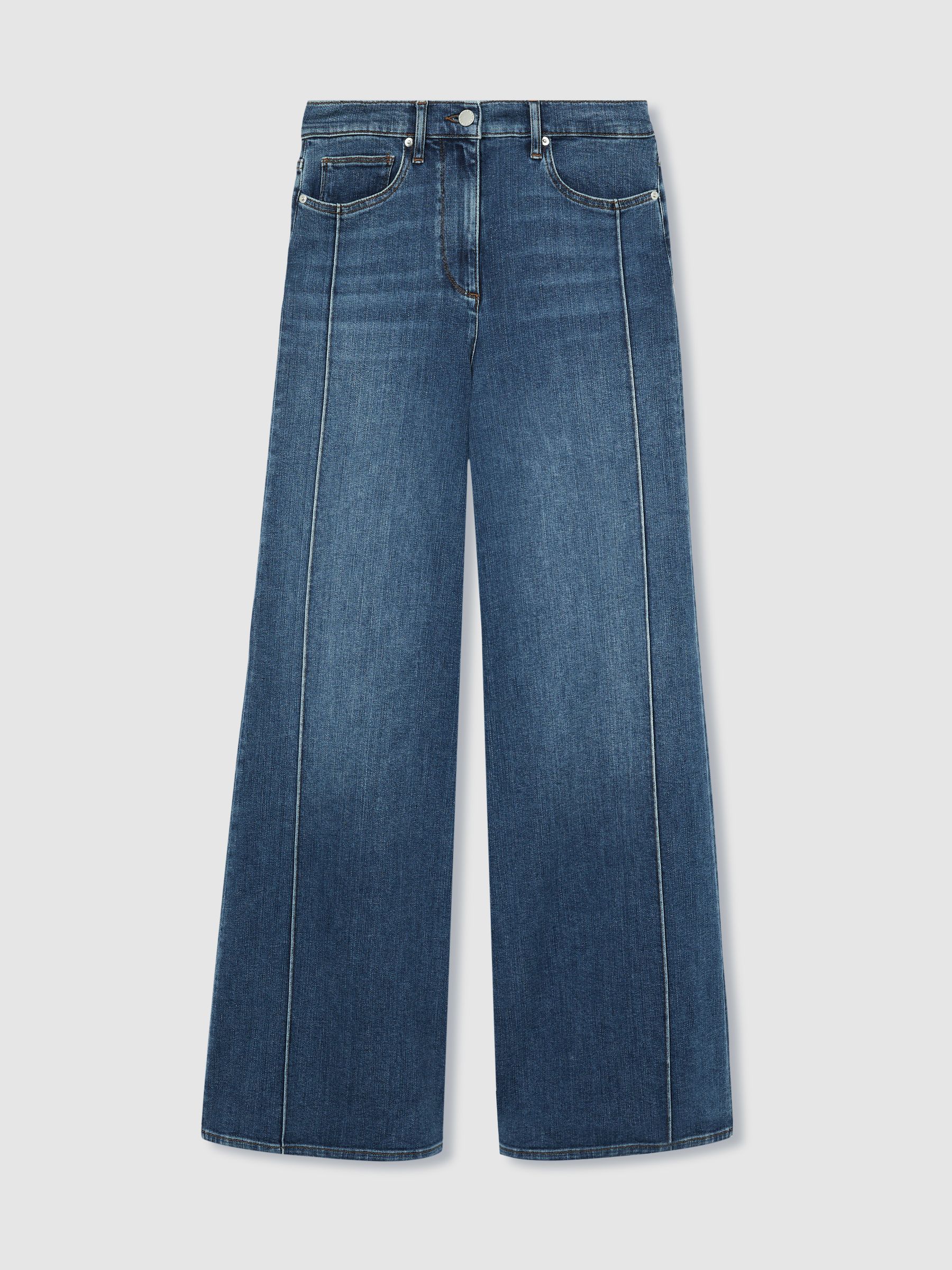 Stretch-Cotton Wide-Leg Jeans in Mid Blue - Image 2 of 7