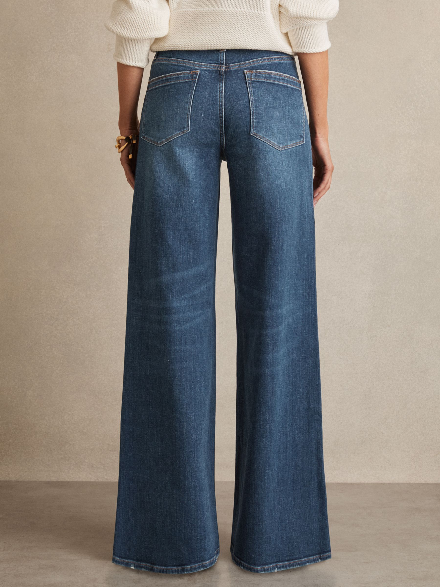 Stretch-Cotton Wide-Leg Jeans in Mid Blue - Image 5 of 7