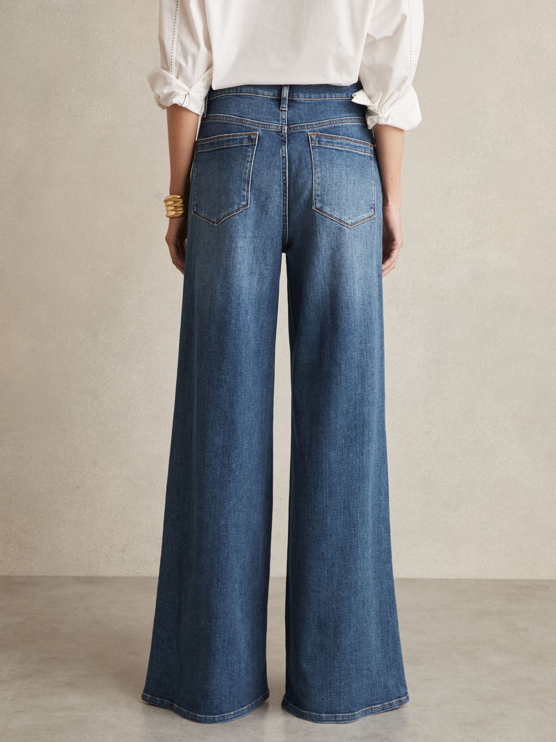 Stretch-Cotton Wide-Leg Jeans in Mid Blue - Image 6 of 7