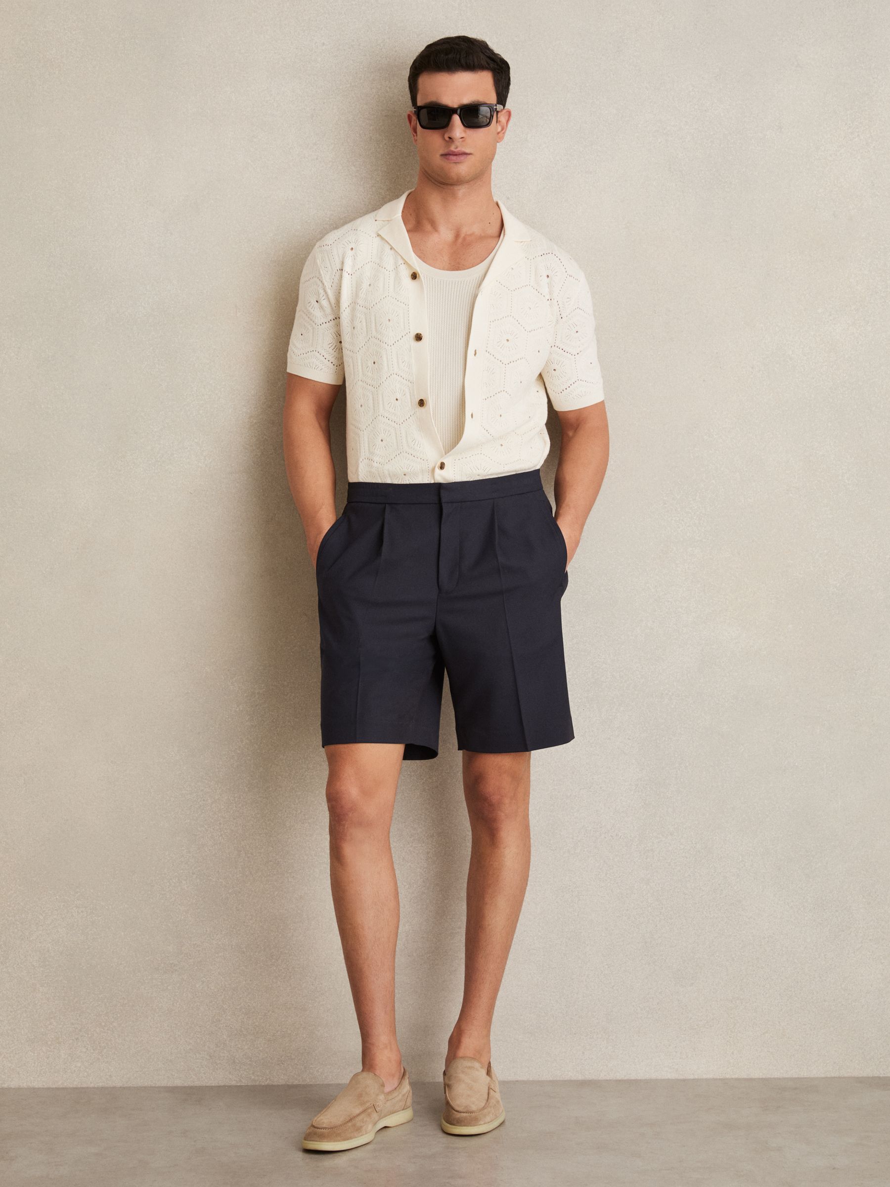 Relaxed Drawstring Shorts in Navy - Image 1 of 6