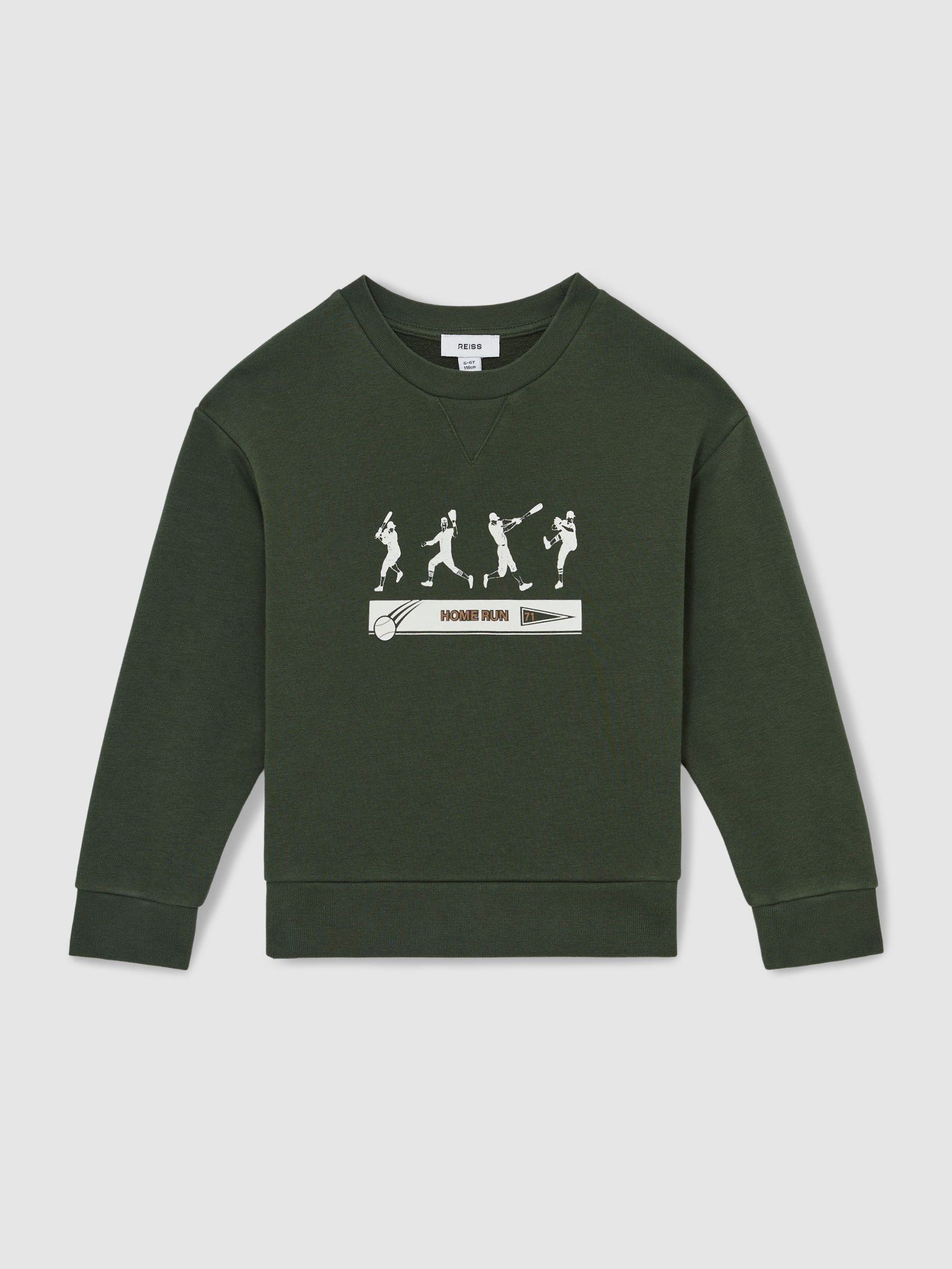 13-14 yrs Cotton-Blend Varsity Sweatshirt in Pine Green - Image 1 of 4